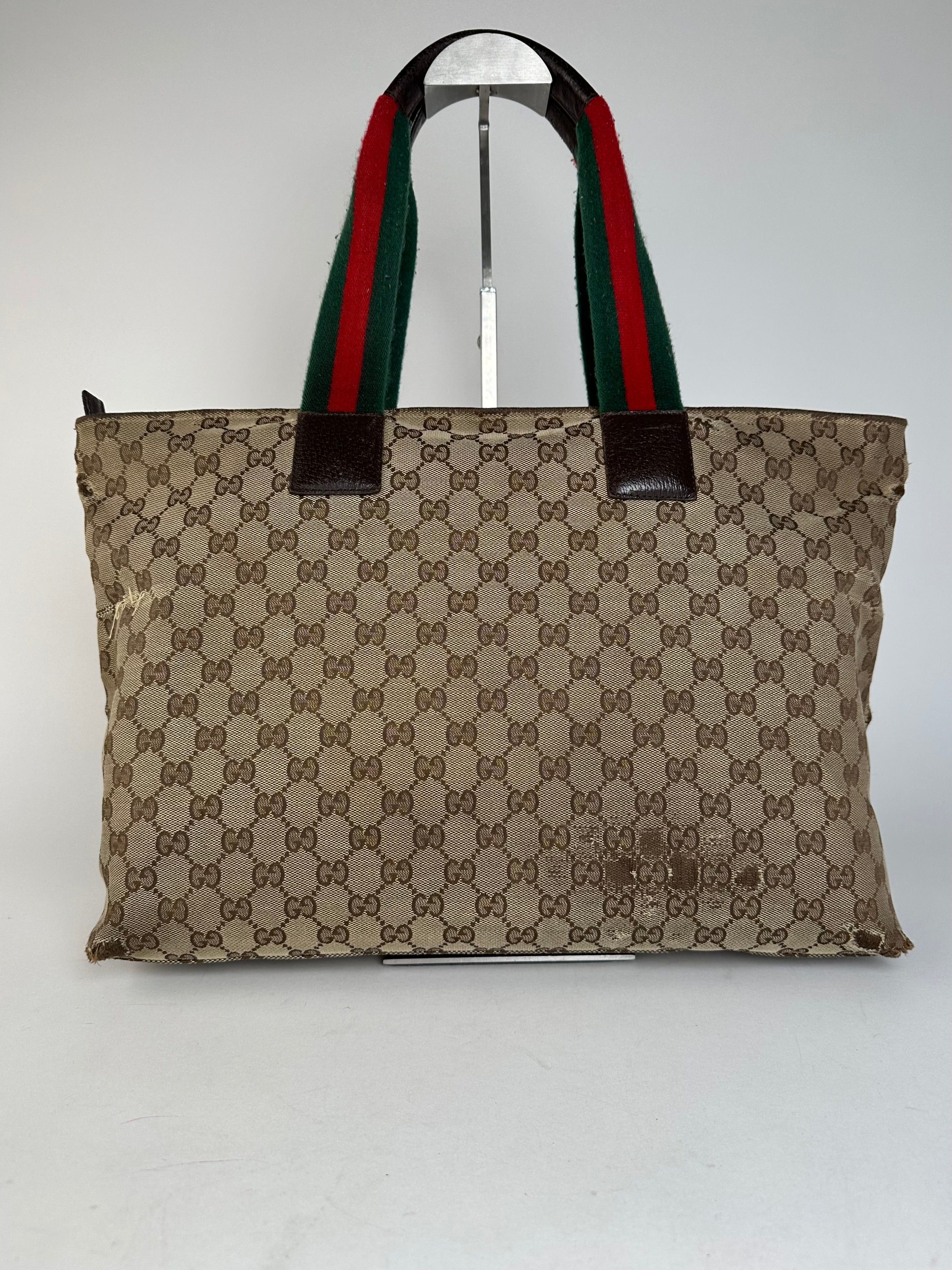 Gucci Vintage GG Monogram Handbag Beige Brown Size ONE SIZE - 2 Thumbnail