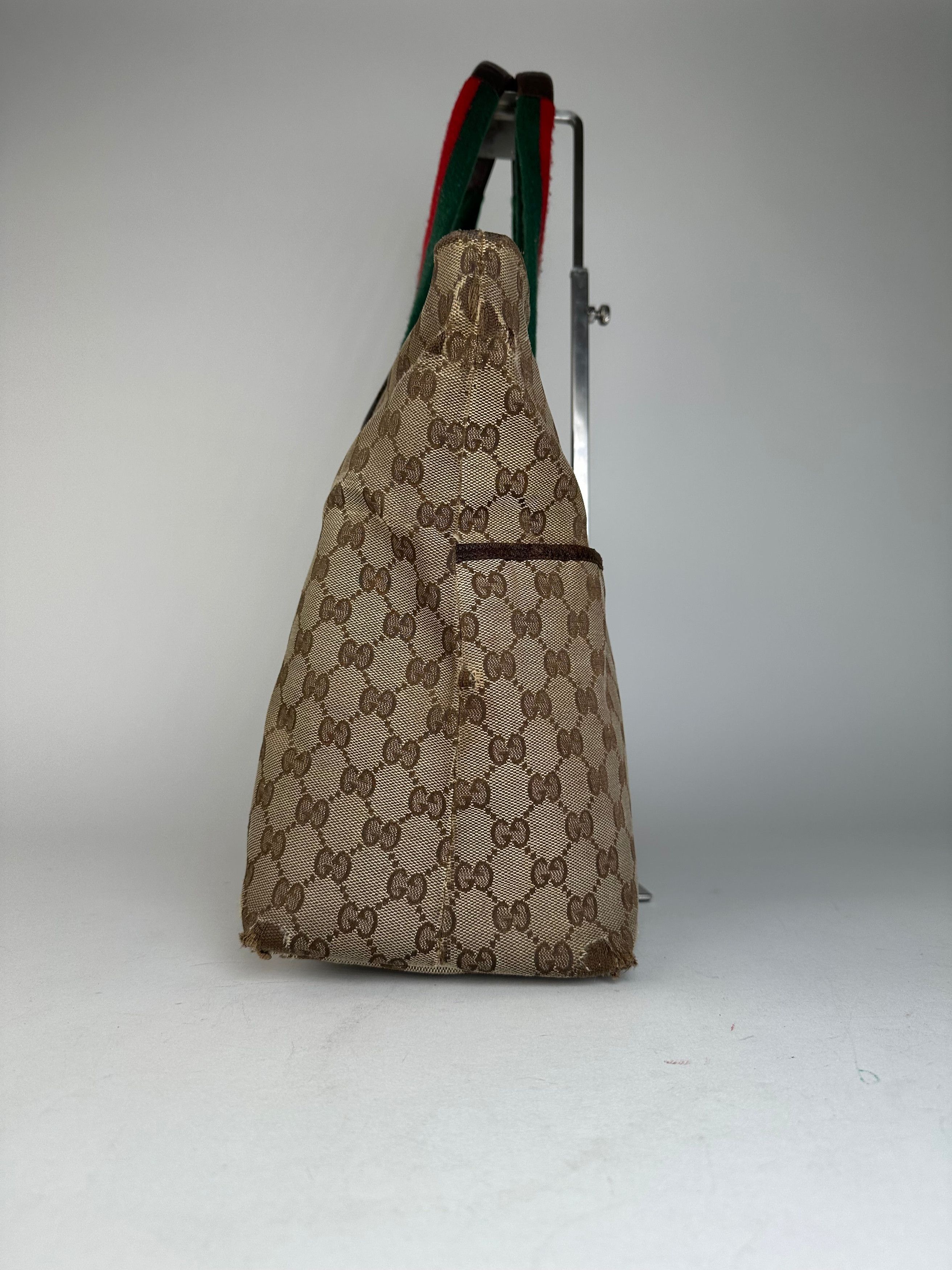 Gucci Vintage GG Monogram Handbag Beige Brown Size ONE SIZE - 6 Thumbnail