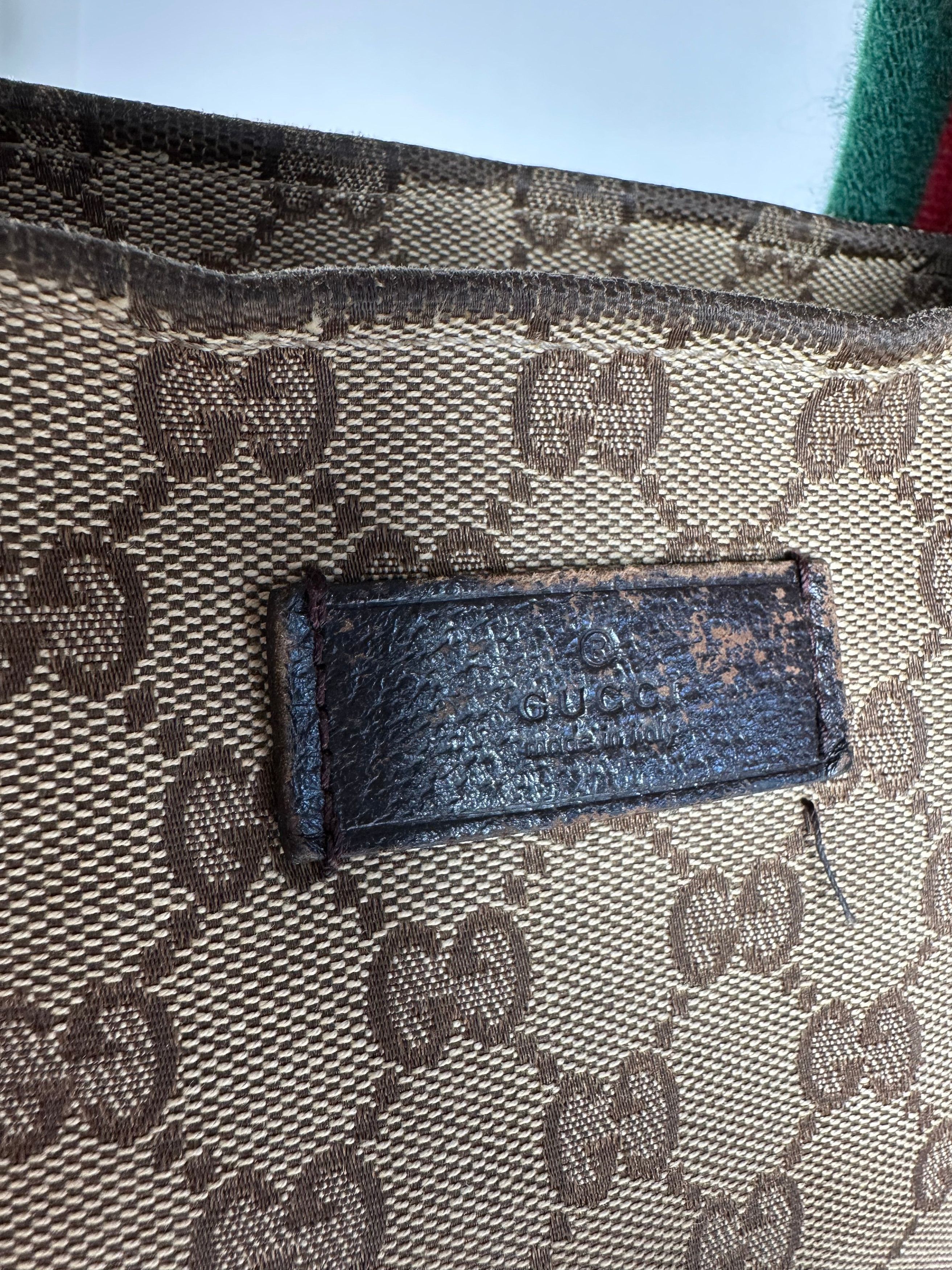 Gucci Vintage GG Monogram Handbag Beige Brown Size ONE SIZE - 10 Thumbnail