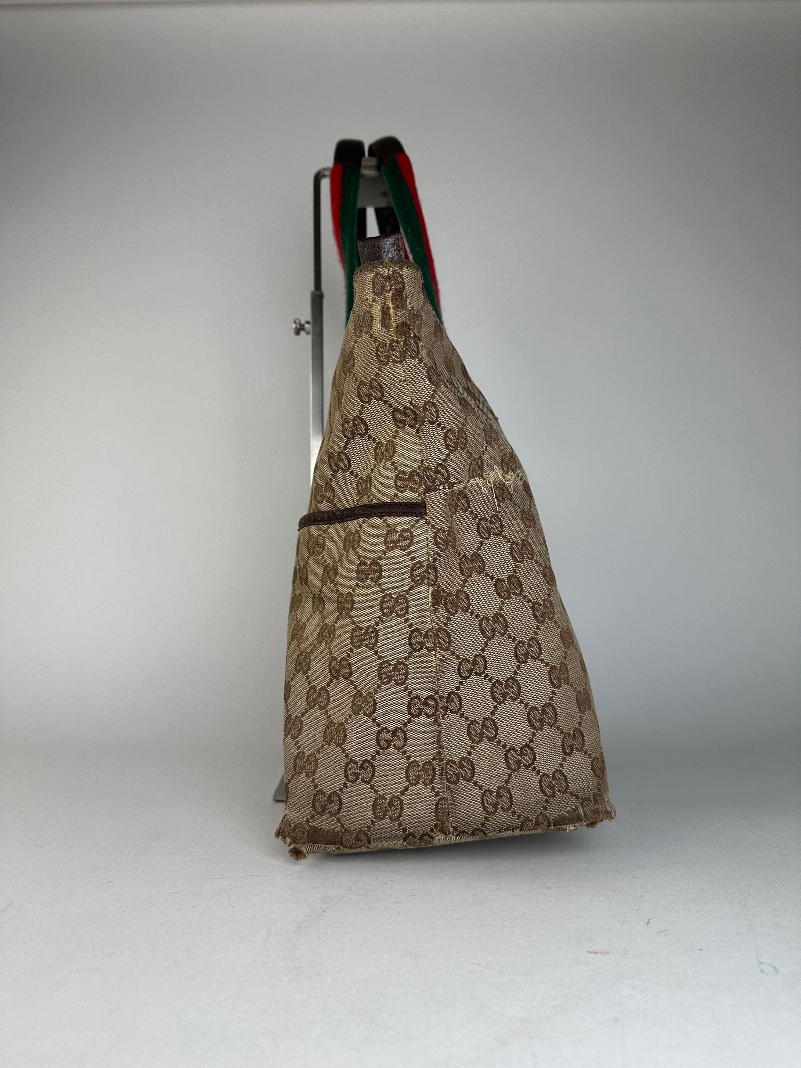 Gucci Vintage GG Monogram Handbag Beige Brown Size ONE SIZE - 4 Thumbnail