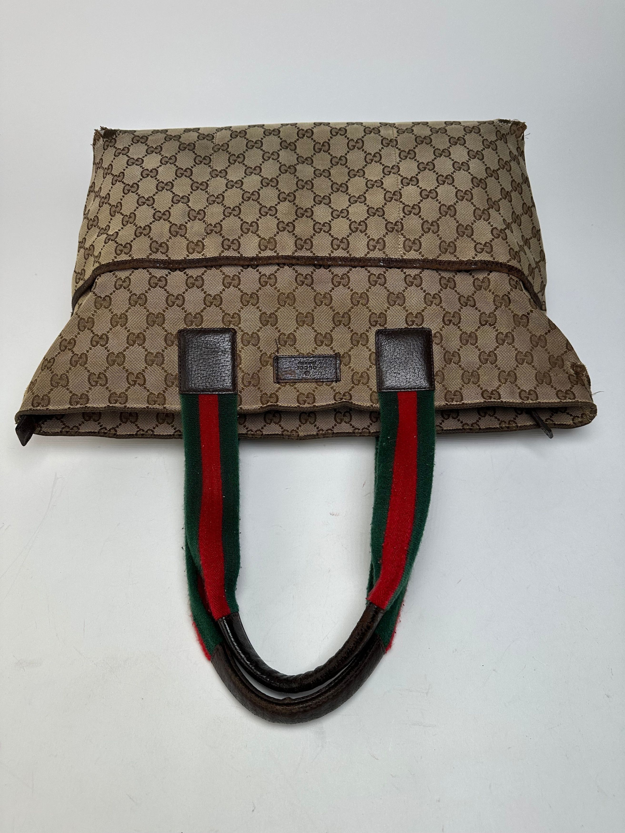 Gucci Vintage GG Monogram Handbag Beige Brown Size ONE SIZE - 9 Thumbnail