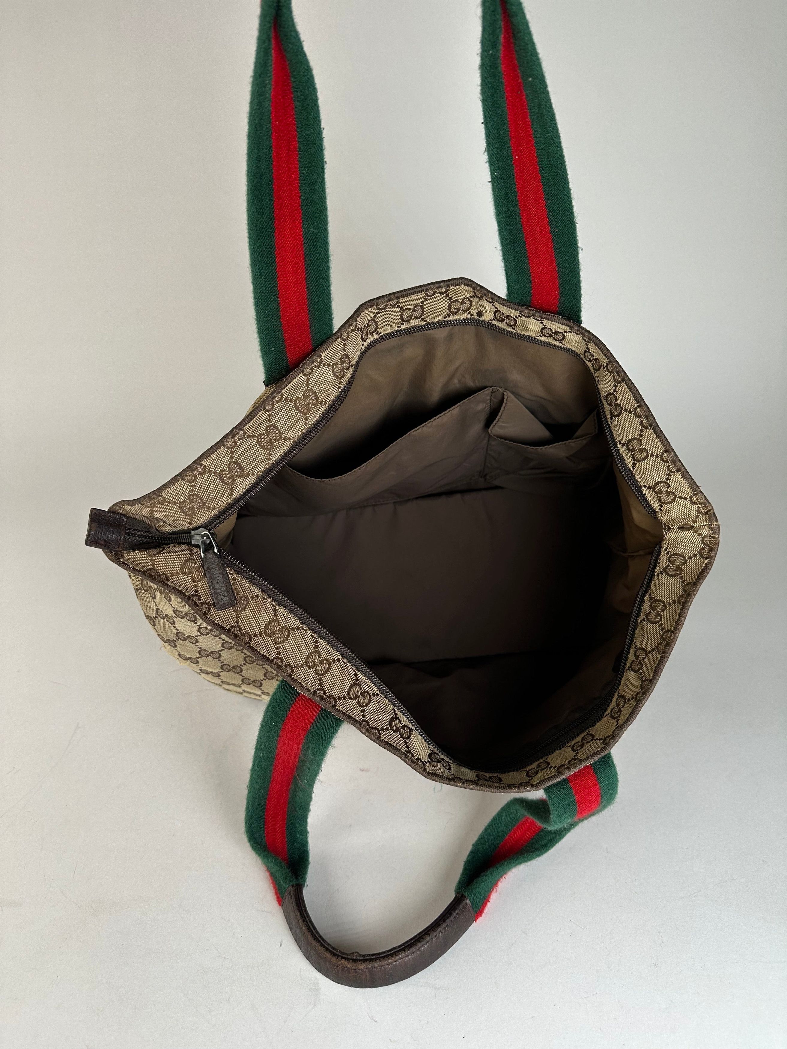 Gucci Vintage GG Monogram Handbag Beige Brown Size ONE SIZE - 11 Thumbnail