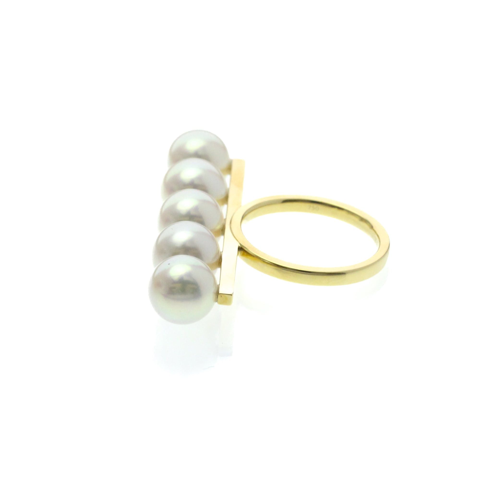 Other Tasaki Balance Signature Ring R4398 Yellow Gold (18K) Fashion Pearl Band Ring Gold Size ONE SIZE - 2 Thumbnail