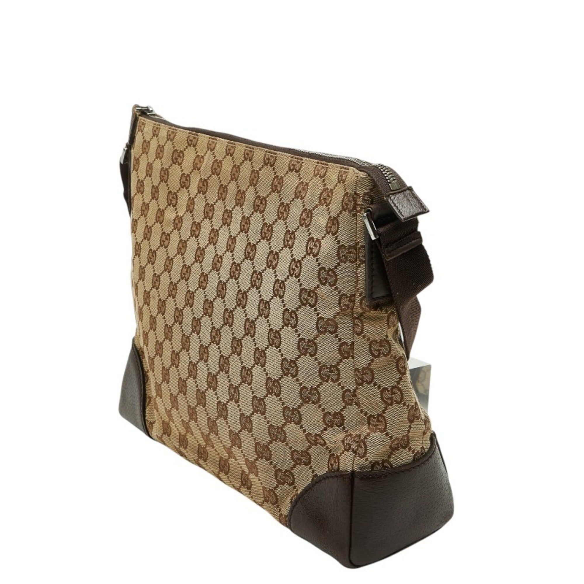 Gucci Gucci GG Canvas Crossbody Shoulder Bag 110054 Beige Brown Leather Women's GUCCI Size ONE SIZE - 2 Thumbnail