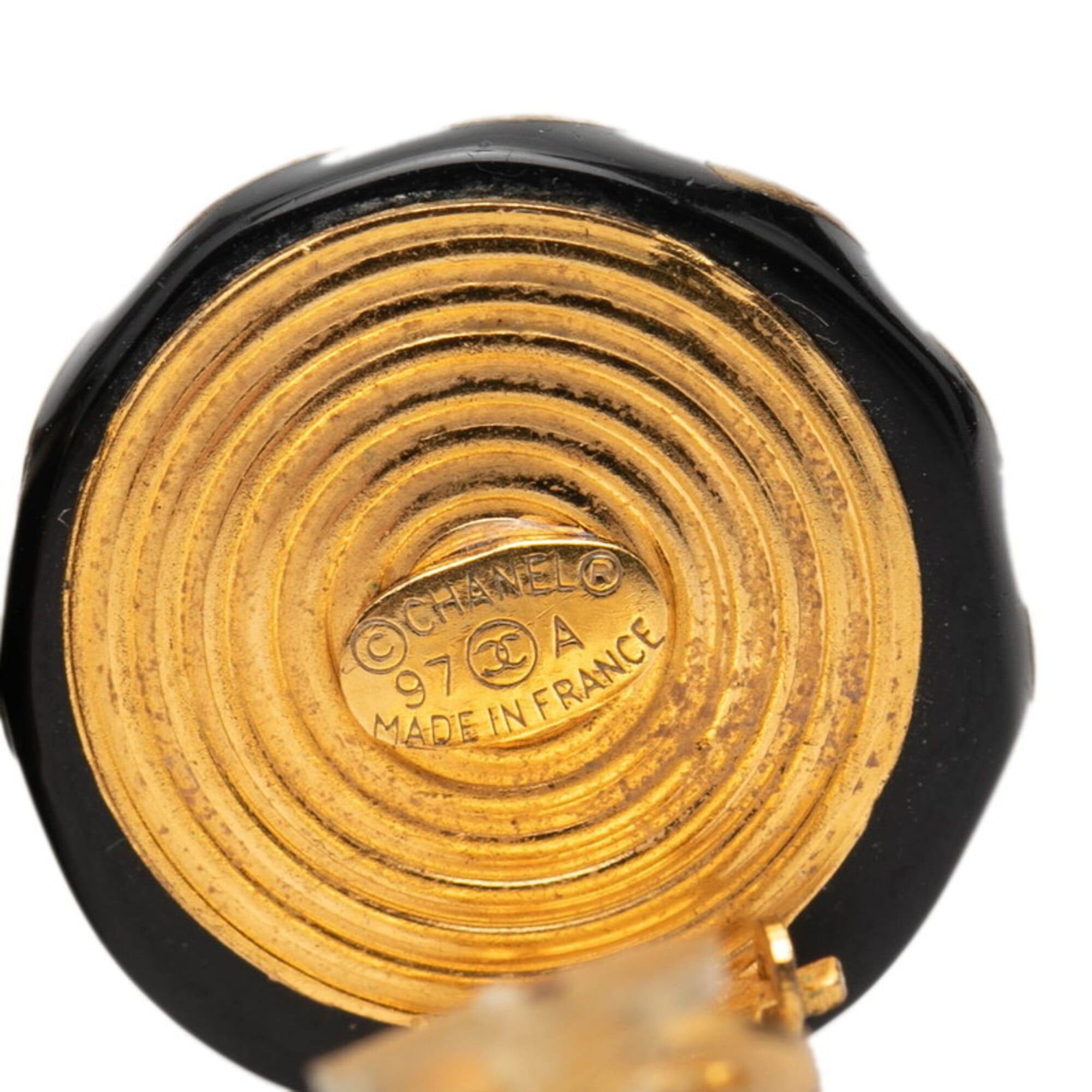 Chanel Chanel Coco Mark Earrings, Gold and Black Plated, Women's. Size ONE SIZE - 3 Thumbnail