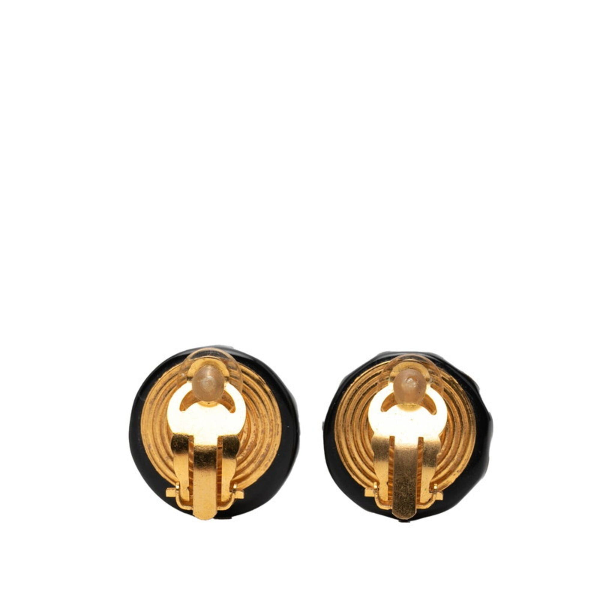 Chanel Chanel Coco Mark Earrings, Gold and Black Plated, Women's. Size ONE SIZE - 2 Thumbnail