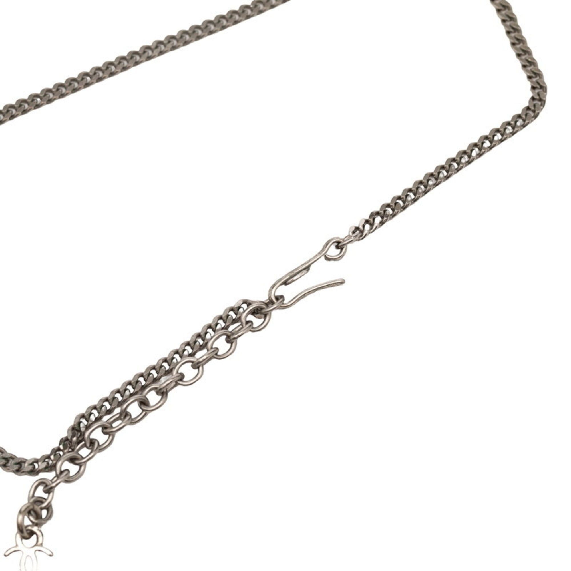 Chanel Chanel Logo Plate Necklace, Silver and White Metal, Women's CHANEL Size ONE SIZE - 4 Thumbnail