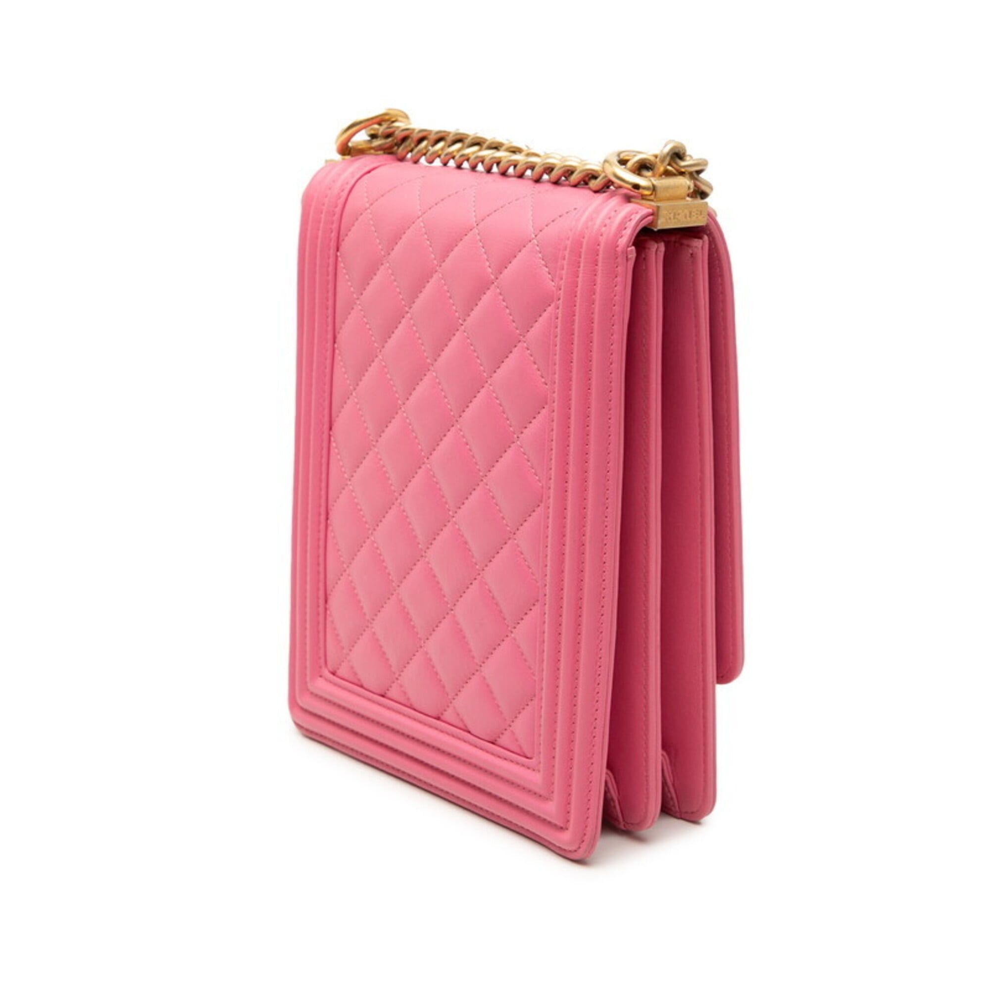 Chanel Chanel Coco Mark Matelassé Boy Chain Shoulder Bag Pink Lambskin Women's CHANEL Size ONE SIZE - 2 Thumbnail