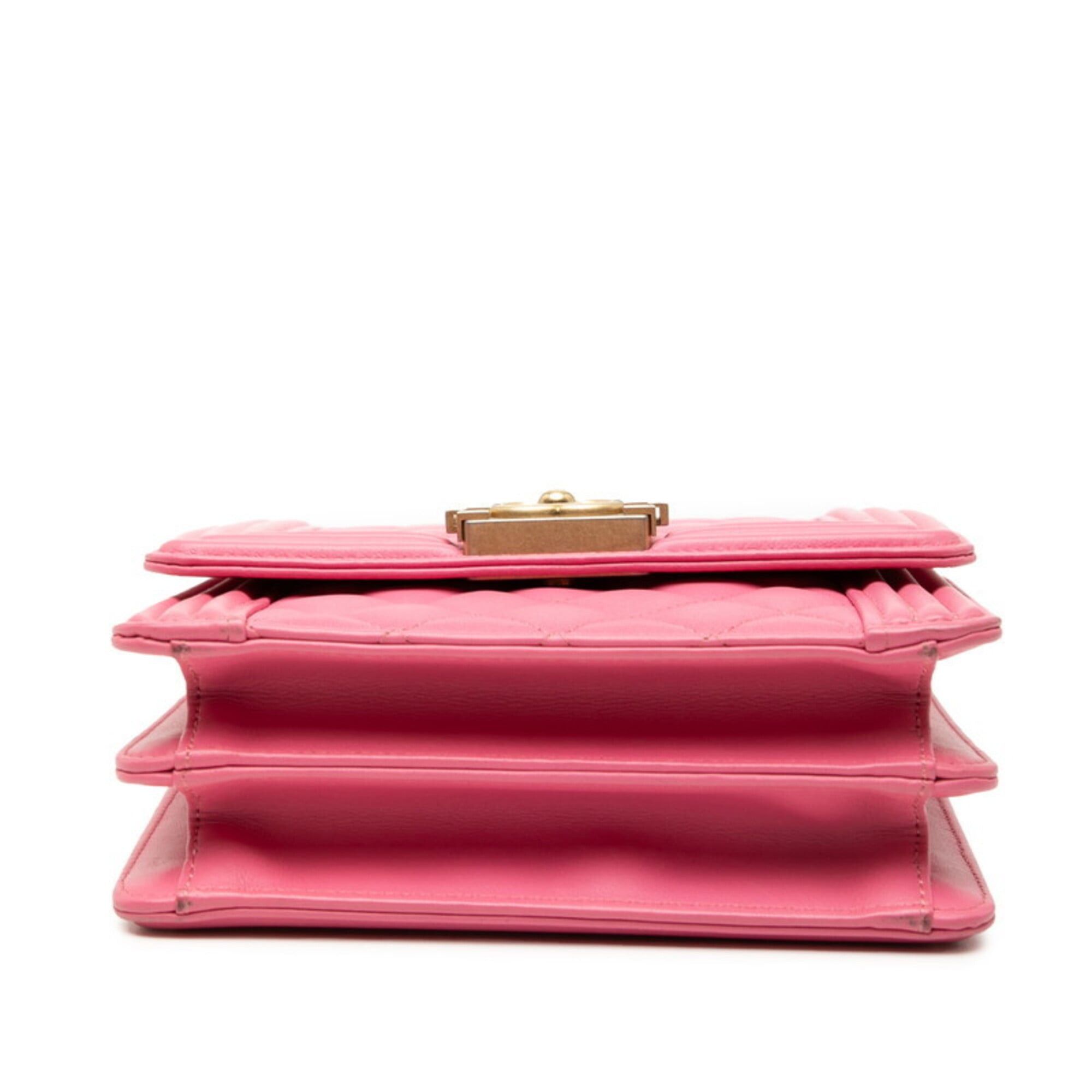 Chanel Chanel Coco Mark Matelassé Boy Chain Shoulder Bag Pink Lambskin Women's CHANEL Size ONE SIZE - 3 Thumbnail
