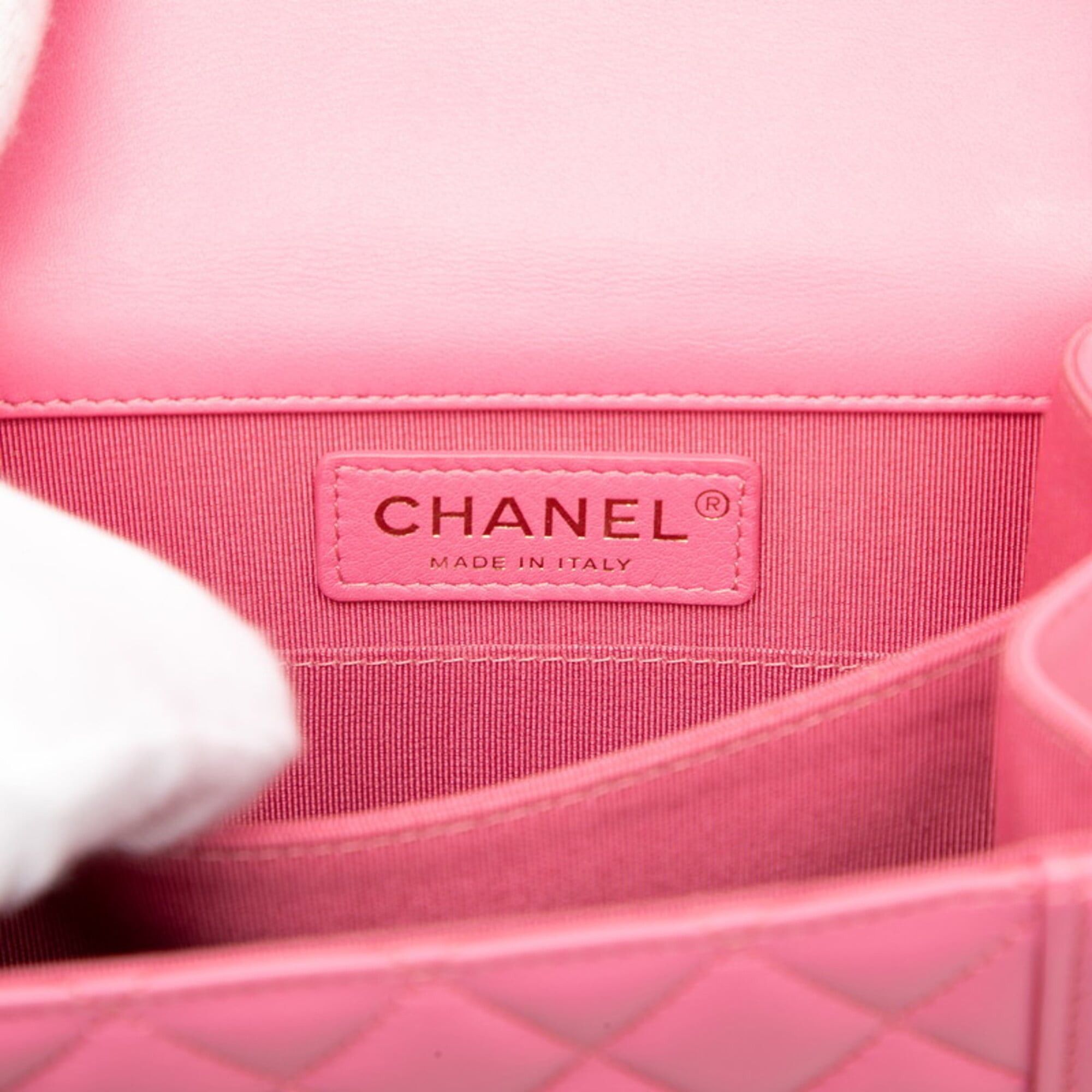 Chanel Chanel Coco Mark Matelassé Boy Chain Shoulder Bag Pink Lambskin Women's CHANEL Size ONE SIZE - 5 Thumbnail
