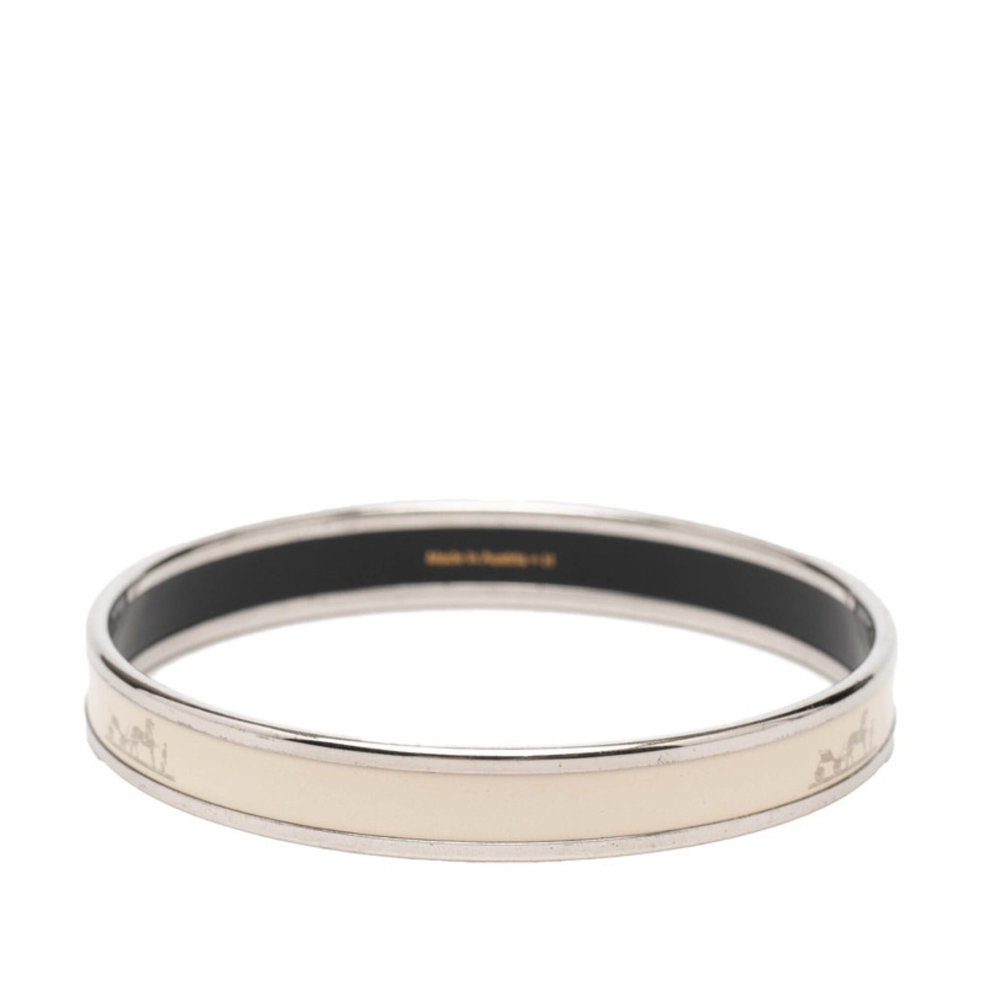 Hermes Hermes Email PM Calèche Carriage Logo Bangle Silver Ivory Metal Women's HERMES Size ONE SIZE - 3 Thumbnail