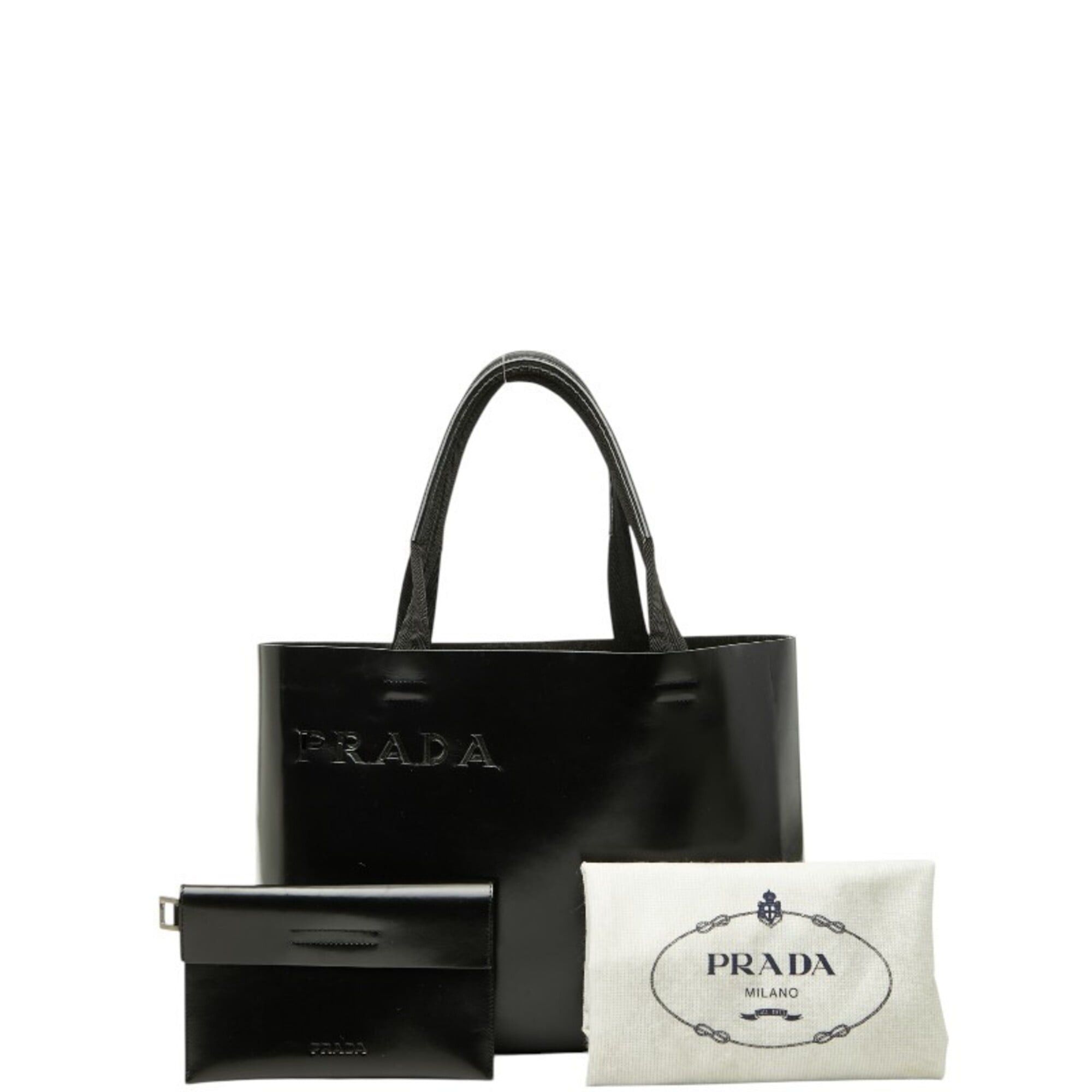 Prada Prada Logo Tote Bag Handbag Black Leather Women's PRADA Size ONE SIZE - 10 Thumbnail