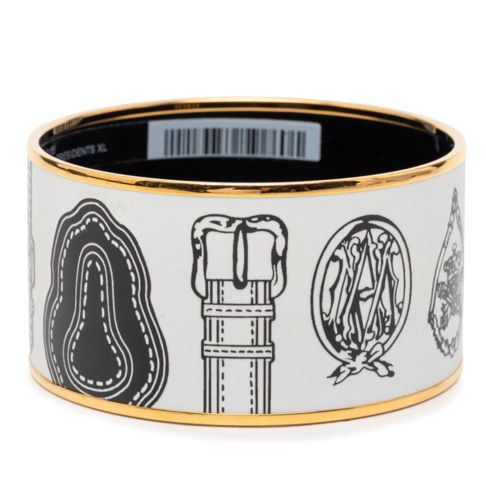 Hermes Hermes Enamel TGM Cloisonné Belt Motif Bangle Gold White Plated Women's HERMES Size ONE SIZE - 3 Thumbnail