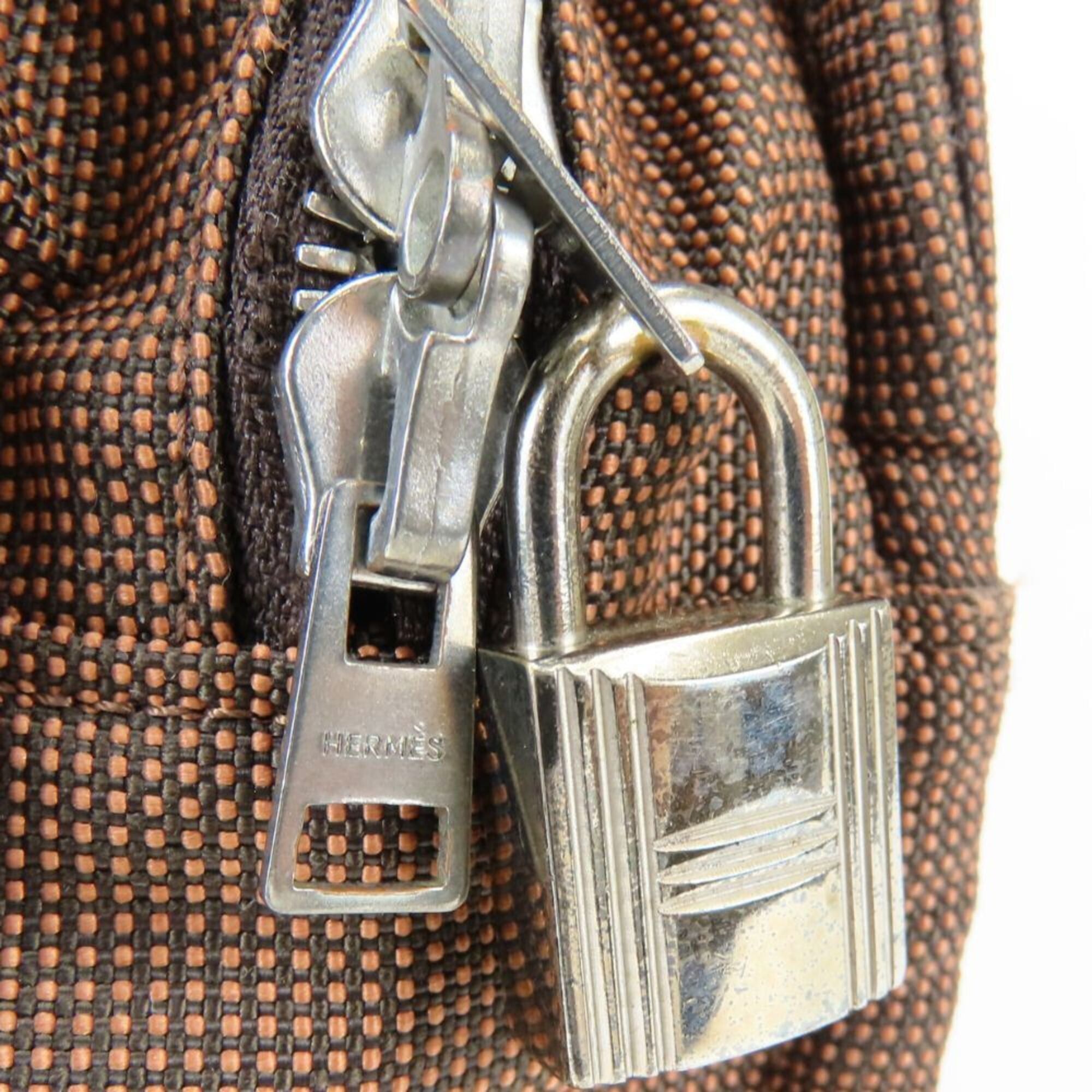 Hermes Hermes Tote Bag, Herline MM, Polyester, Brown, Women's/Men's Size ONE SIZE - 11 Thumbnail