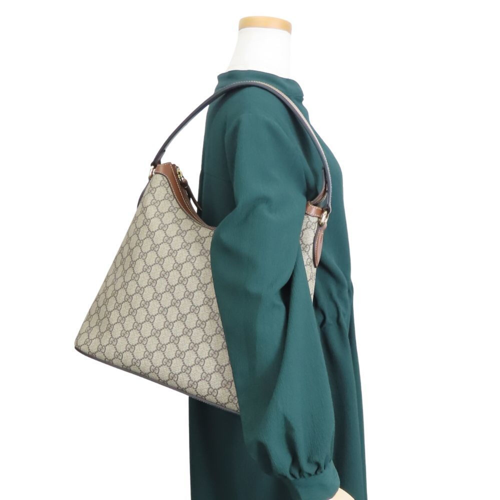 Gucci Gucci Hobo Shoulder Bag 414930 GG Supreme Canvas Leather Beige Brown One Women's GUCCI Size ONE SIZE - 22 Thumbnail
