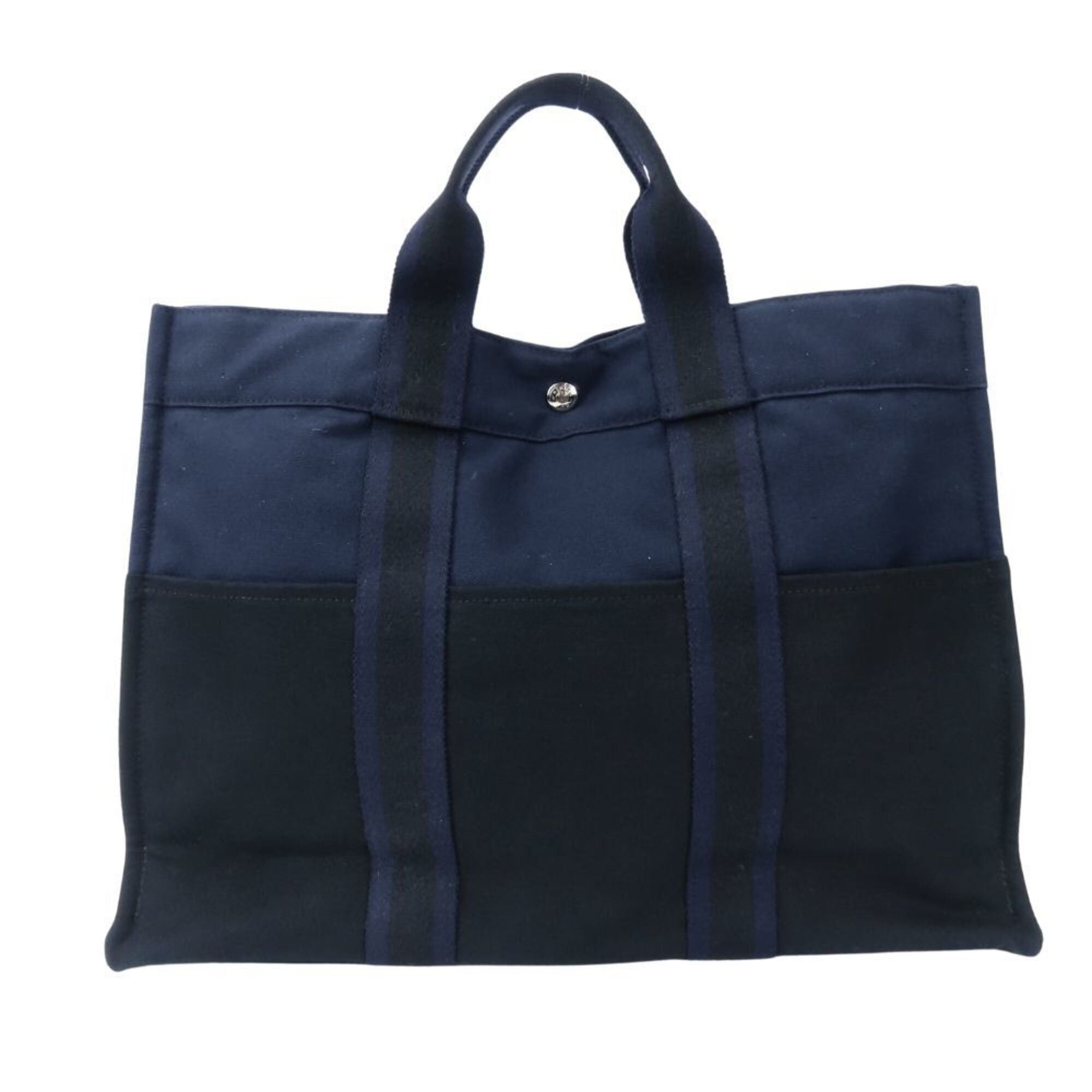 Hermes Hermes Fourre-Tout MM Canvas Tote Bag, Navy/Black, for Women and Men. Size ONE SIZE - 4 Thumbnail
