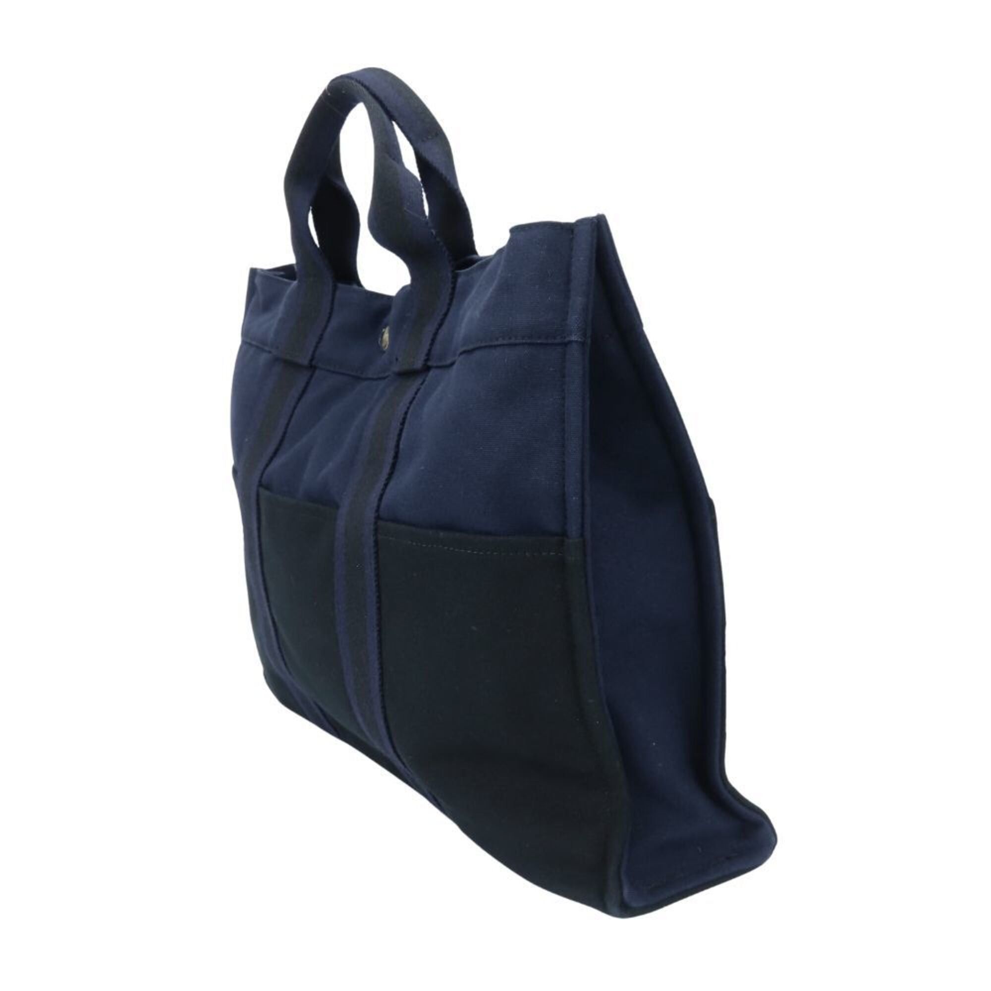 Hermes Hermes Fourre-Tout MM Canvas Tote Bag, Navy/Black, for Women and Men. Size ONE SIZE - 3 Thumbnail