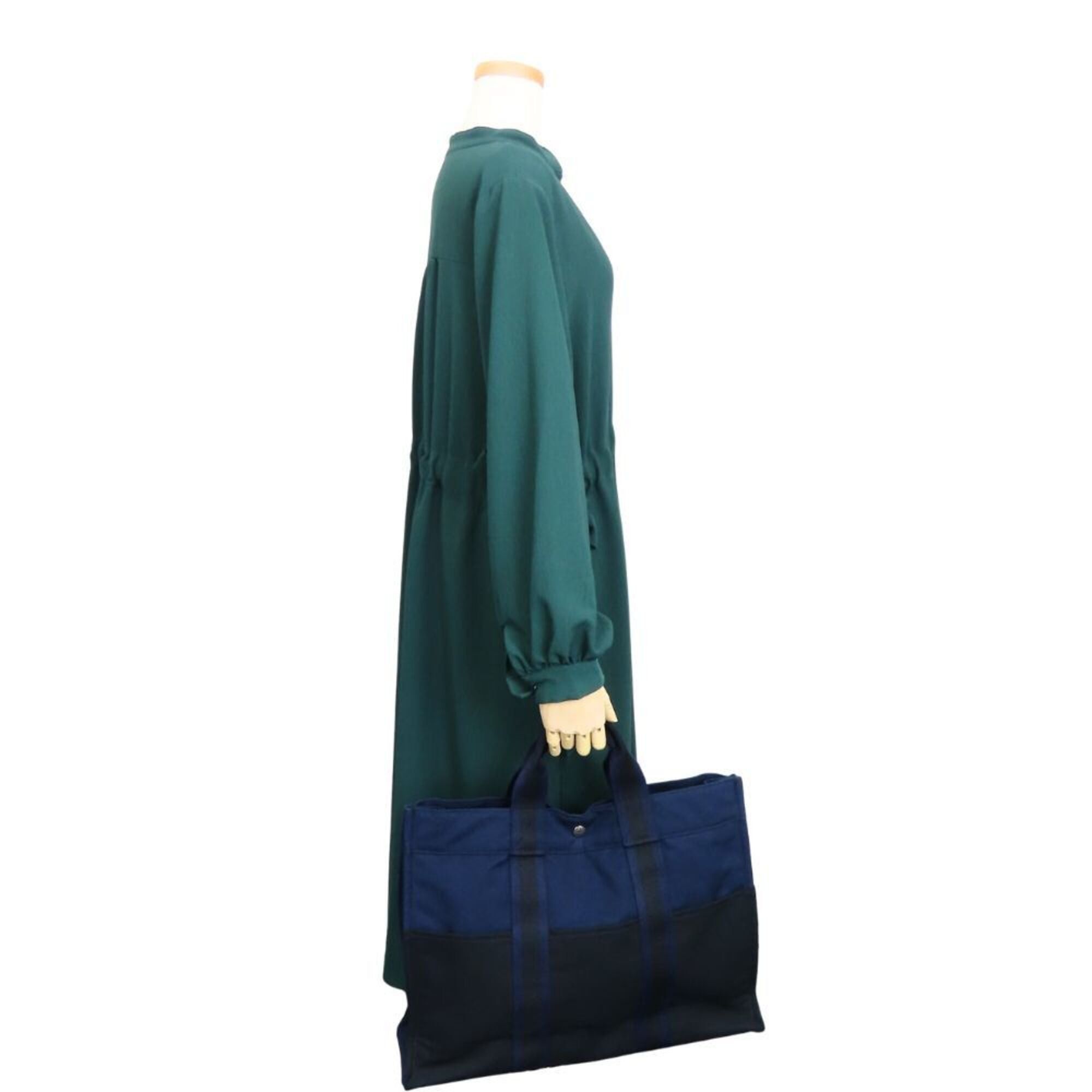 Hermes Hermes Fourre-Tout MM Canvas Tote Bag, Navy/Black, for Women and Men. Size ONE SIZE - 21 Thumbnail