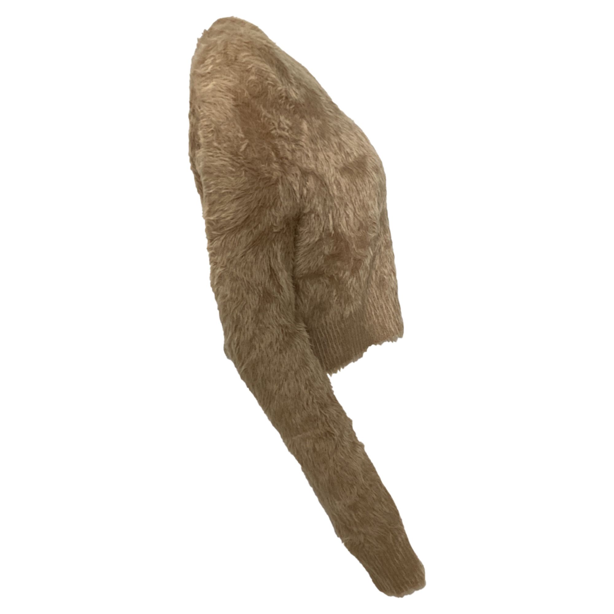 Acne Studios Acne Studios Brushed Cropped Cardigan in Brown Nylon Size XS / US 0-2 / IT 36-38 - 2 Thumbnail