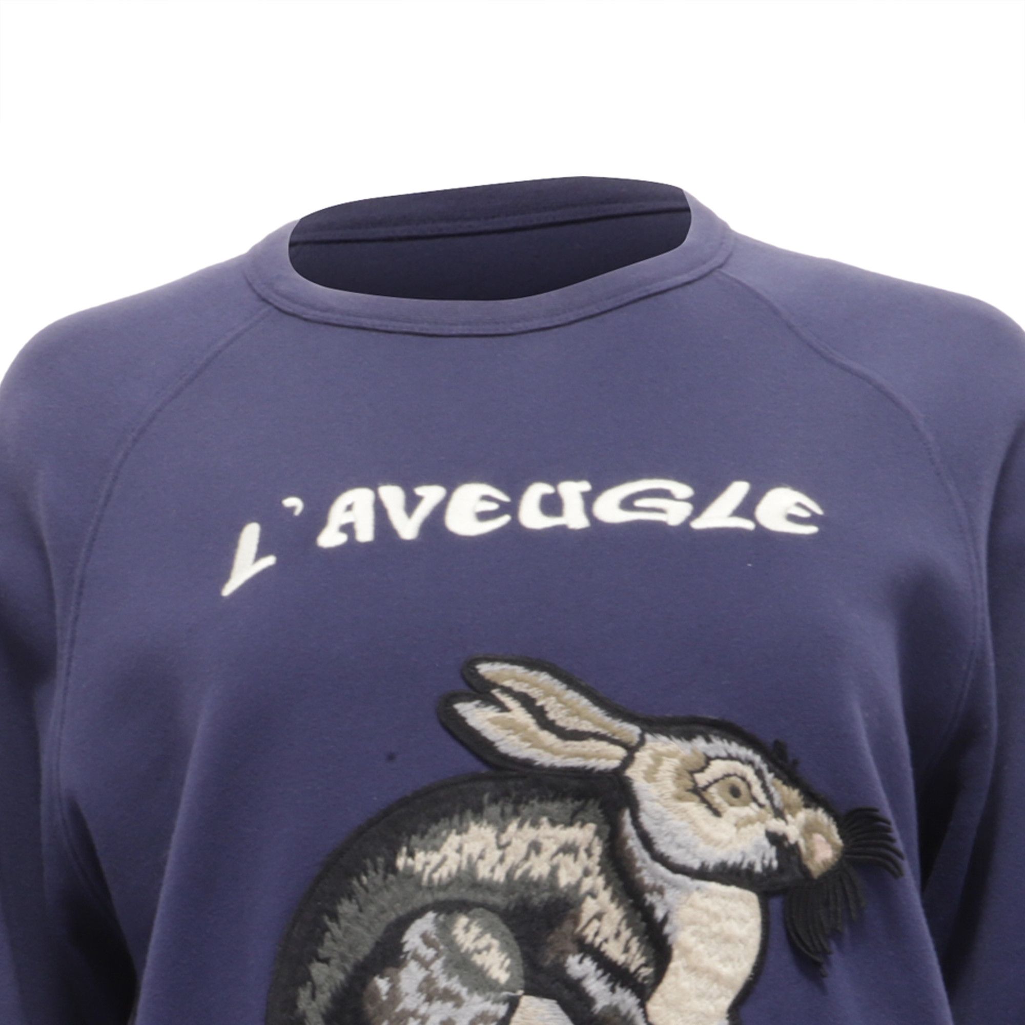 Gucci Gucci L'Aveugle Par Amour Hare Appliqué Sweater in Navy Blue Size XS / US 0-2 / IT 36-38 - 2 Thumbnail