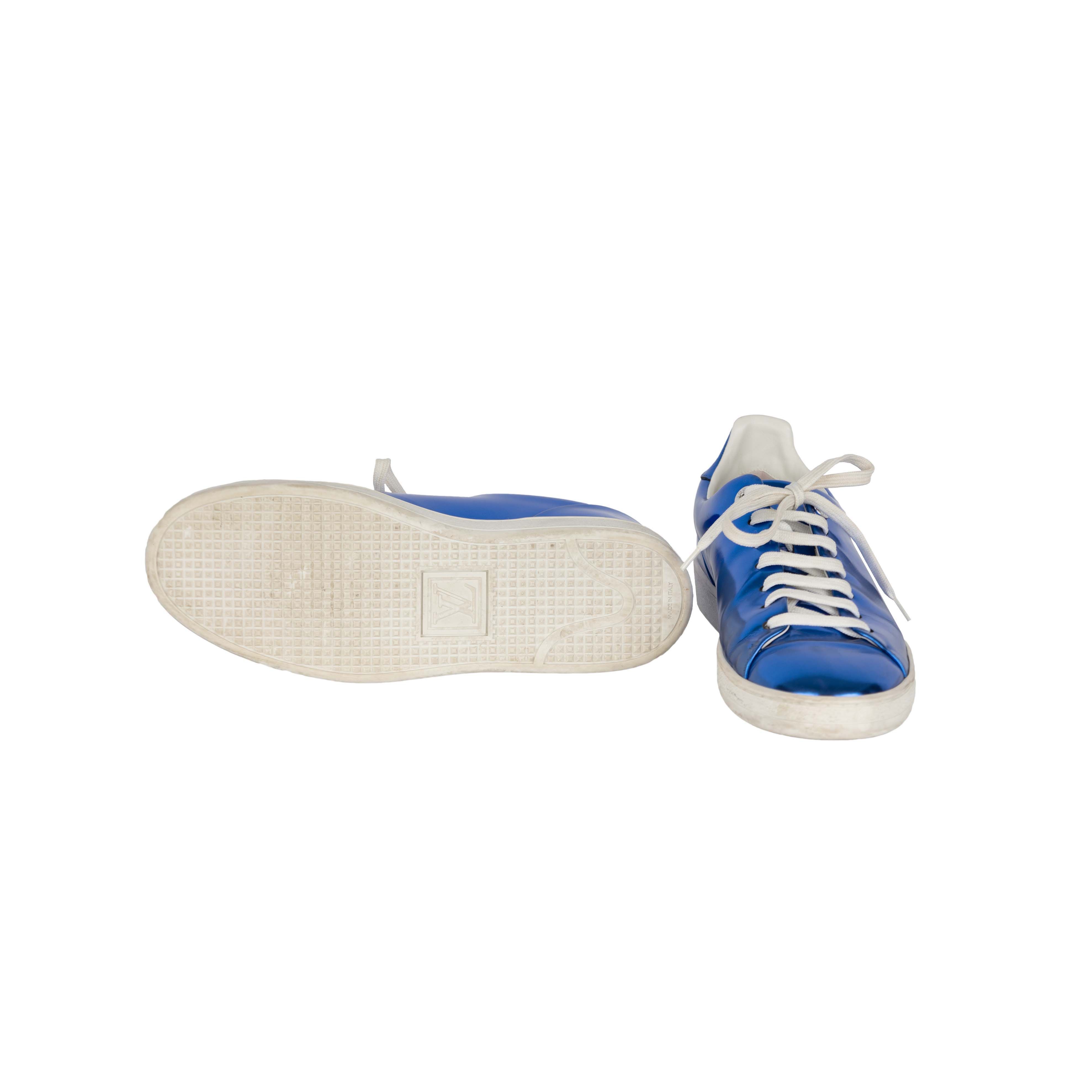 Louis Vuitton Louis Vuitton Metallic Blue Sneakers Size US 8 / IT 38 - 3 Thumbnail