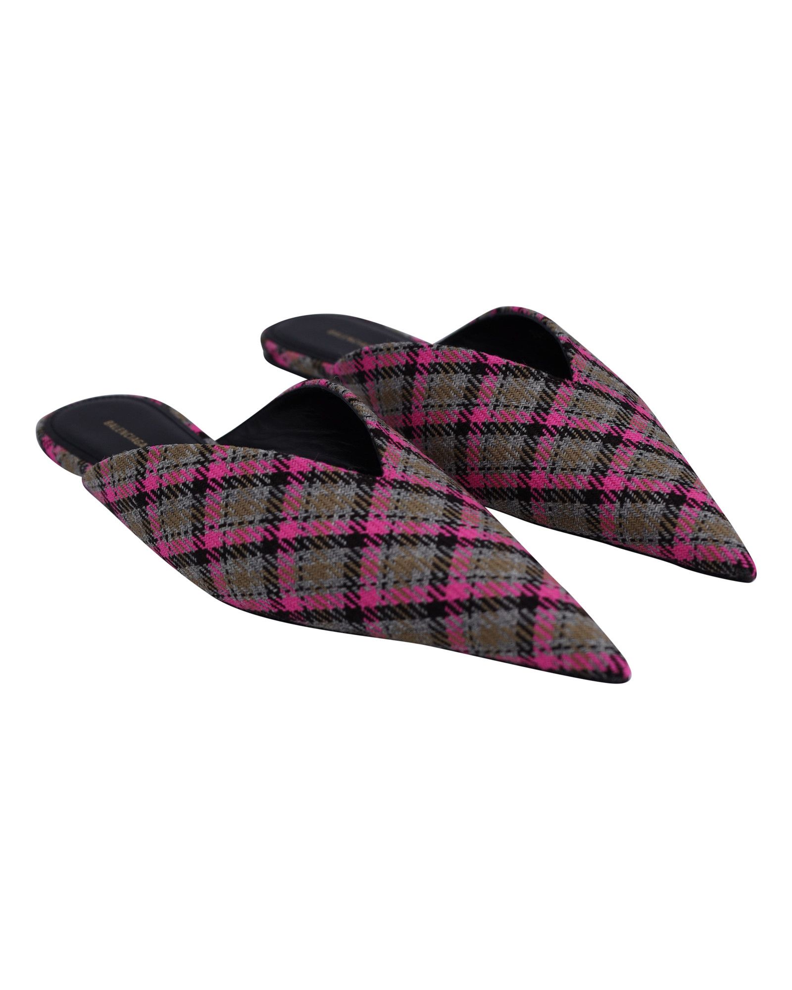 Balenciaga Balenciaga Check Knife Flat Mules In Grey Wool Size US 6 / IT 36 - 2 Thumbnail