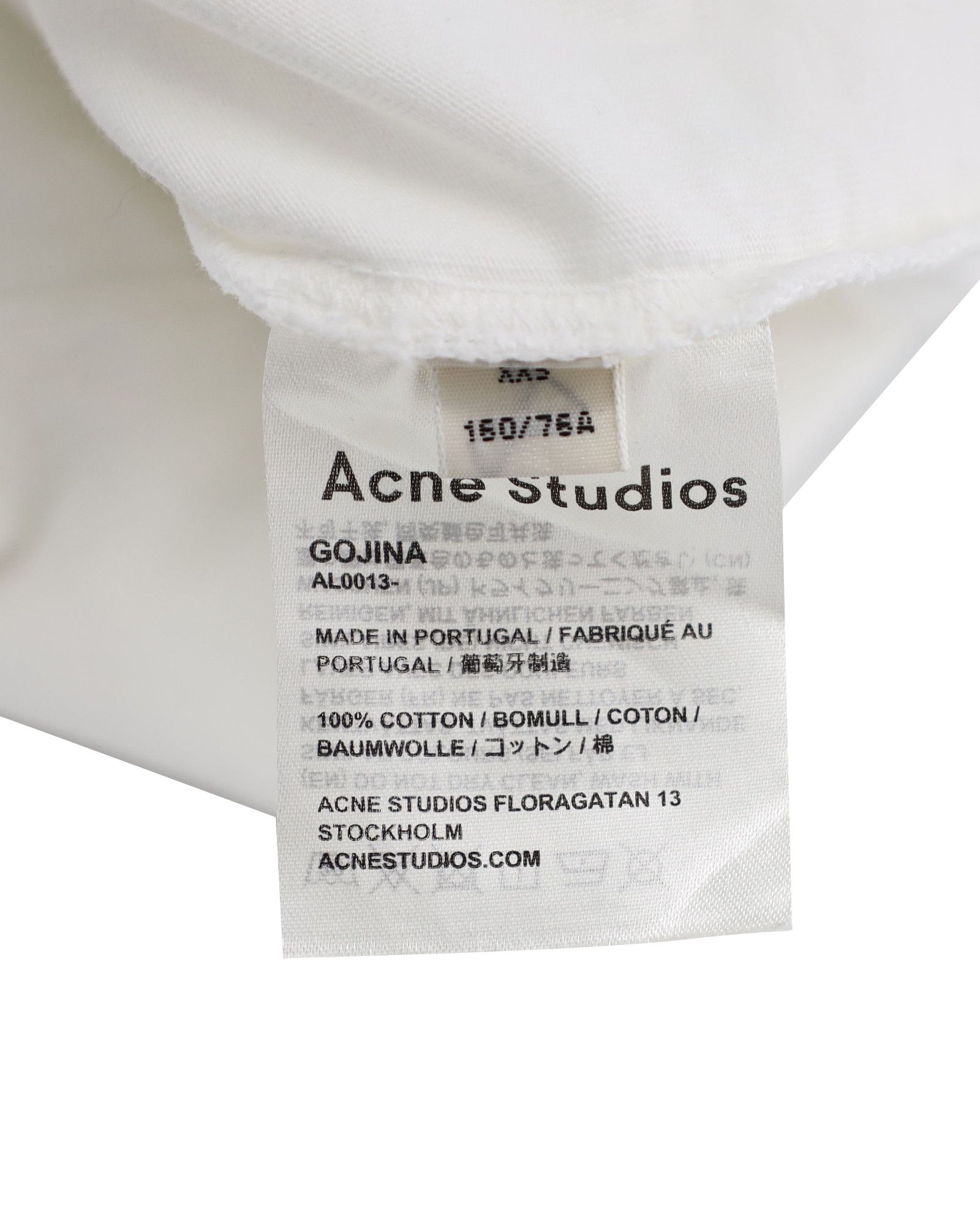 Acne Studios Acne Studios Logo Neck Tshirt in White Cotton Size XXS / US 00 / IT 34 - 4 Thumbnail