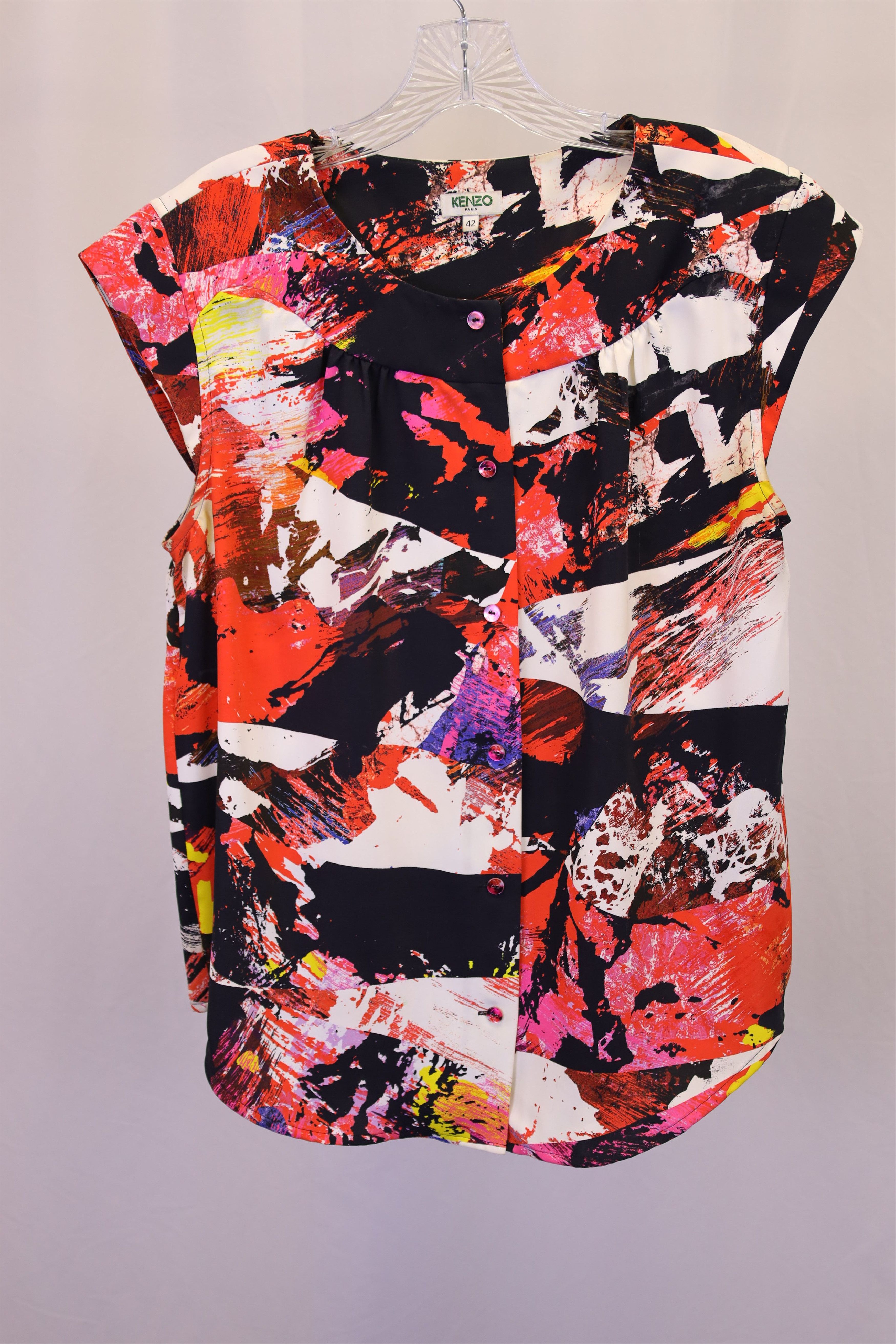Kenzo Kenzo Printed Crewneck Blouse in Multicolor Polyester Size XL / US 12-14 / IT 48-50 - 4 Thumbnail