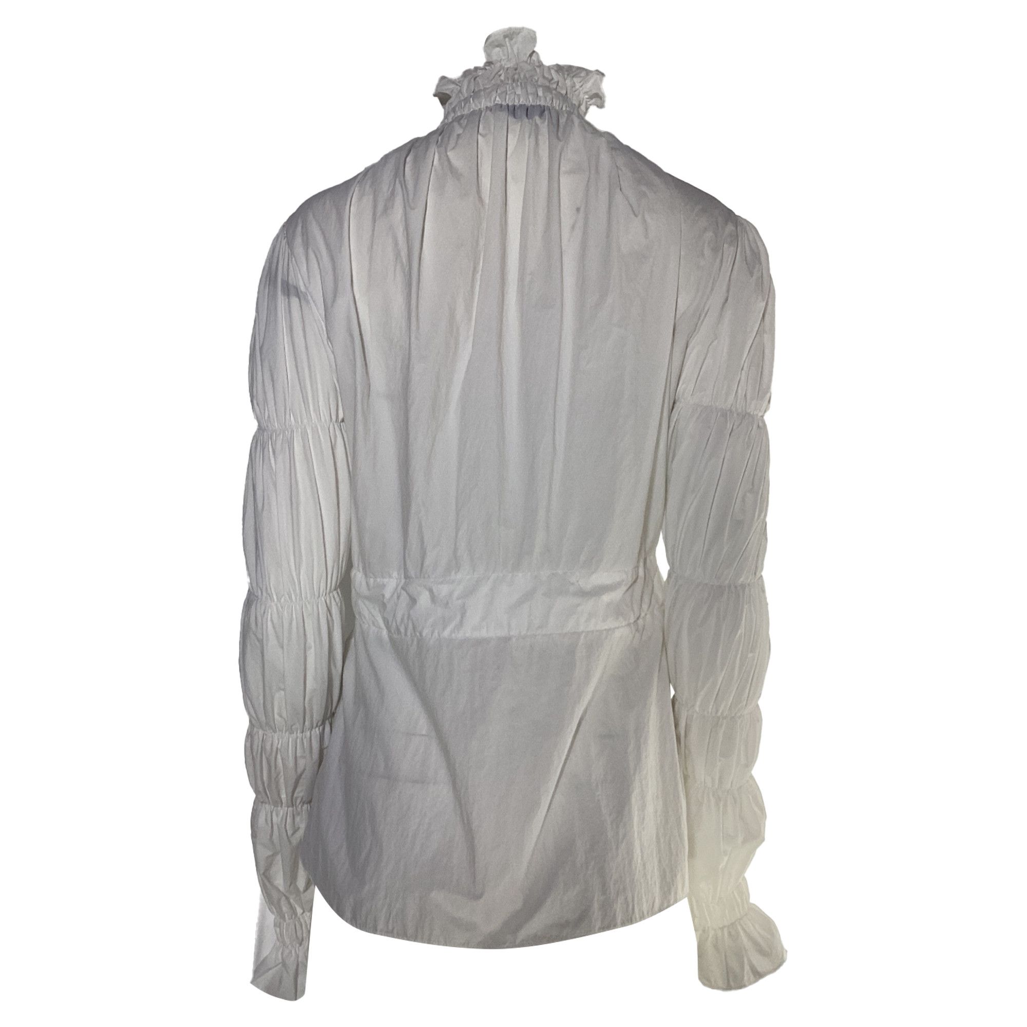 Off-White Off-White Smocked Zipped Blouse in White Nylon Size XS / US 0-2 / IT 36-38 - 3 Thumbnail
