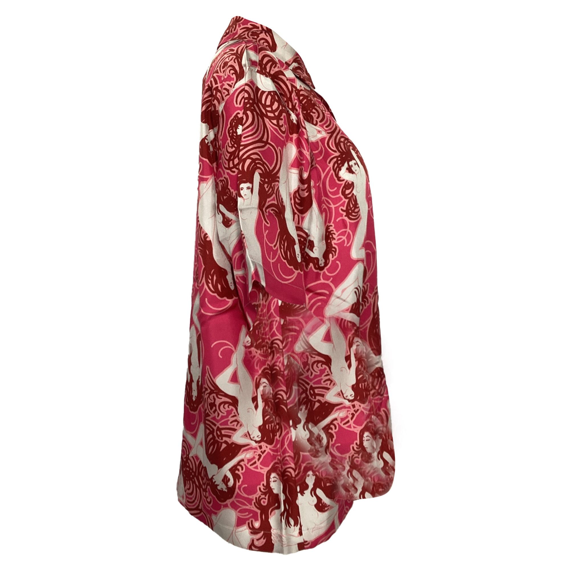 Amiri Amiri Short Sleeves Naked Girl Shirt In Pink Silk Size S / US 4 / IT 40 - 3 Thumbnail