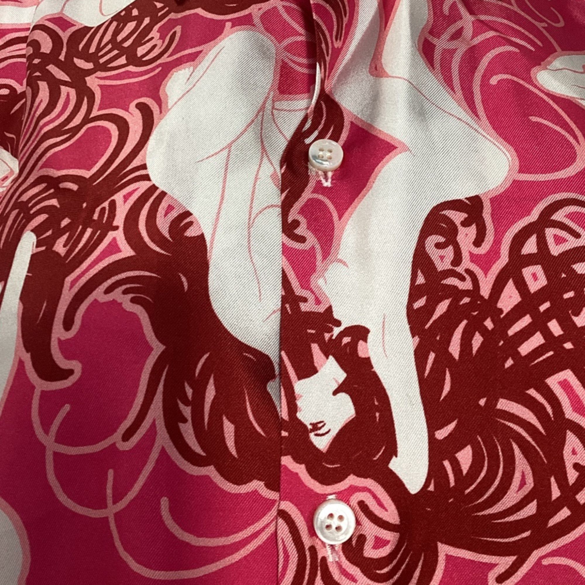 Amiri Amiri Short Sleeves Naked Girl Shirt In Pink Silk Size S / US 4 / IT 40 - 2 Thumbnail