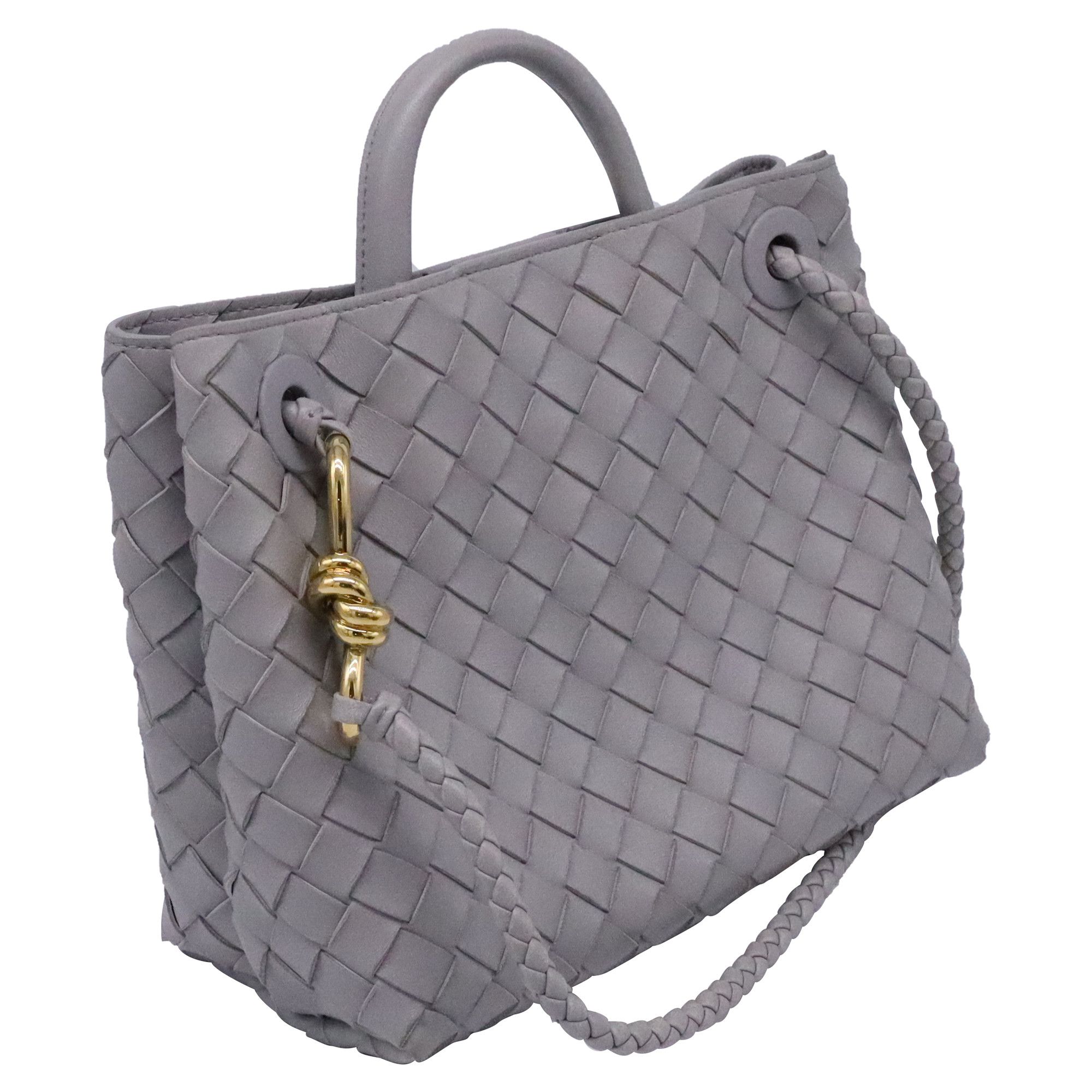 Bottega Veneta Bottega Veneta Medium Andiamo Intrecciato Hand Bag in Grey L Size ONE SIZE - 2 Thumbnail