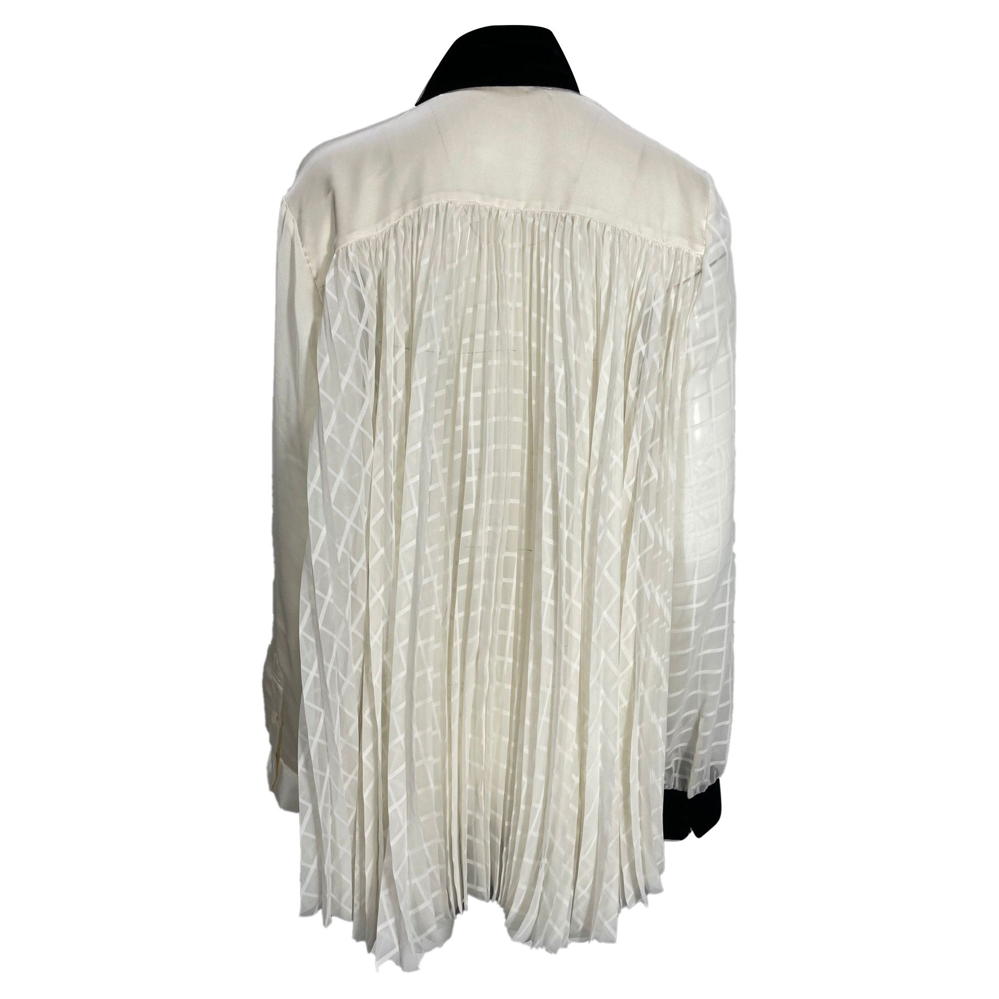 Sacai Sacai Bow Detail Blouse in White Polyester Size XL / US 12-14 / IT 48-50 - 3 Thumbnail