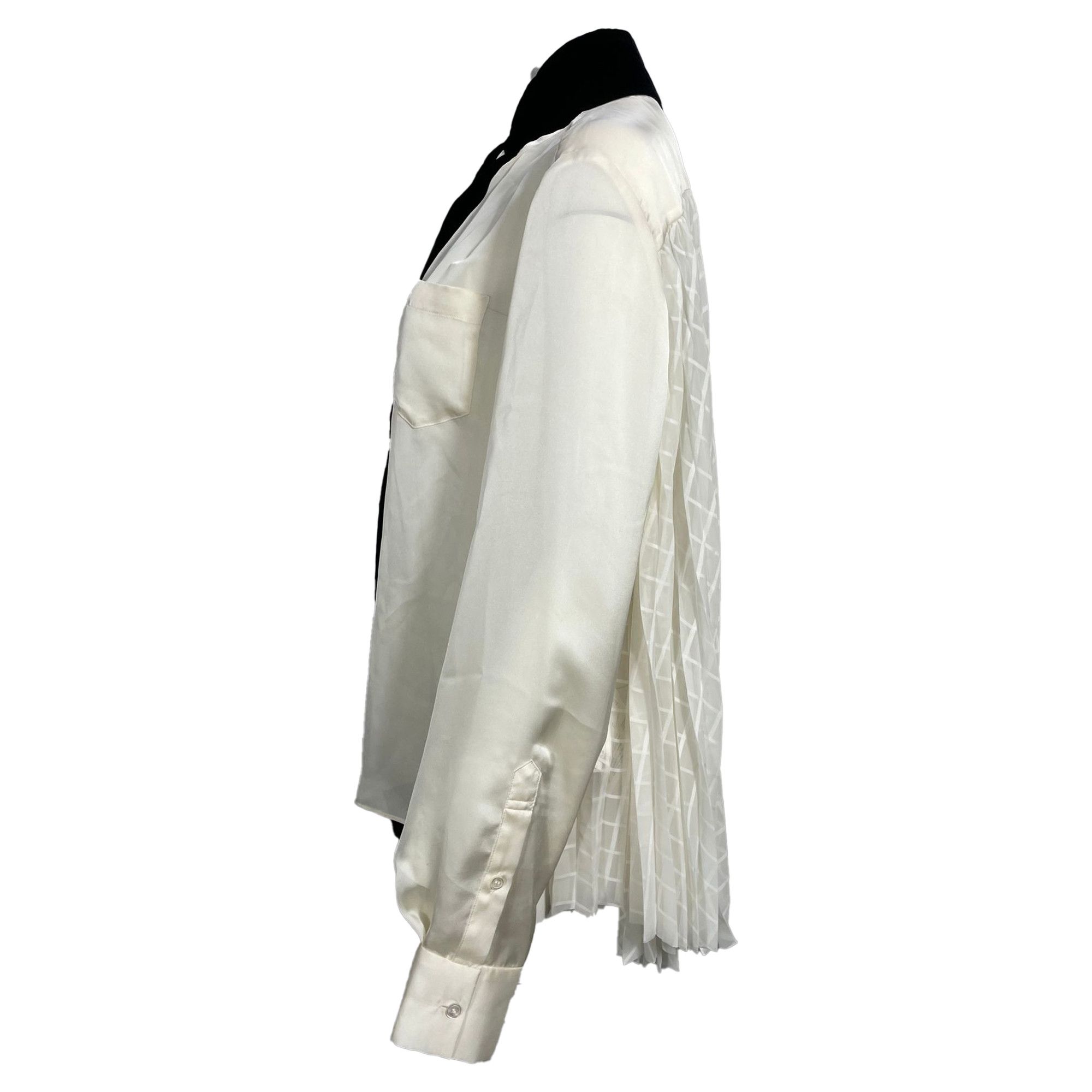 Sacai Sacai Bow Detail Blouse in White Polyester Size XL / US 12-14 / IT 48-50 - 2 Thumbnail