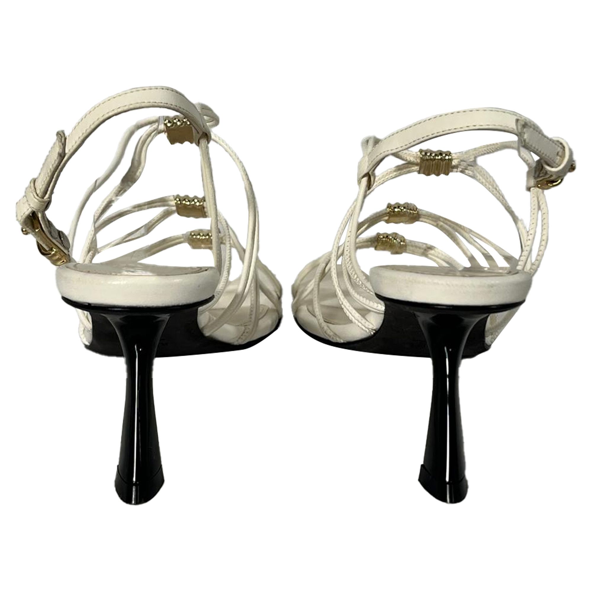 KHAITE Khaite Louisa Strappy Sandal Heels in White Leather Size US 11 / IT 41 - 4 Thumbnail