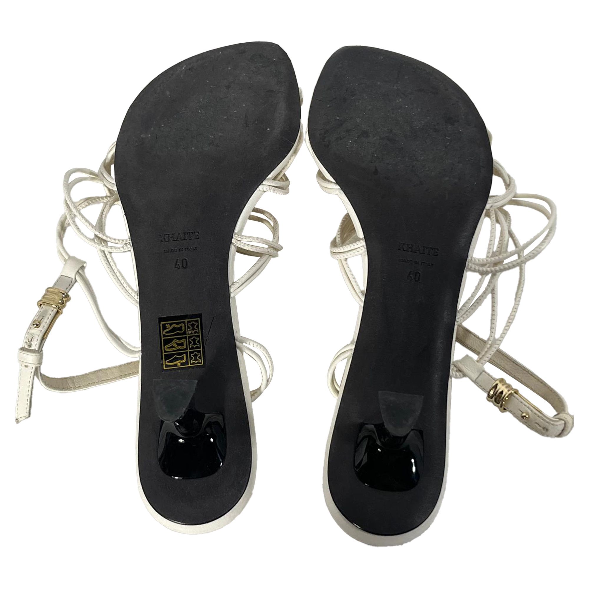 KHAITE Khaite Louisa Strappy Sandal Heels in White Leather Size US 11 / IT 41 - 5 Thumbnail
