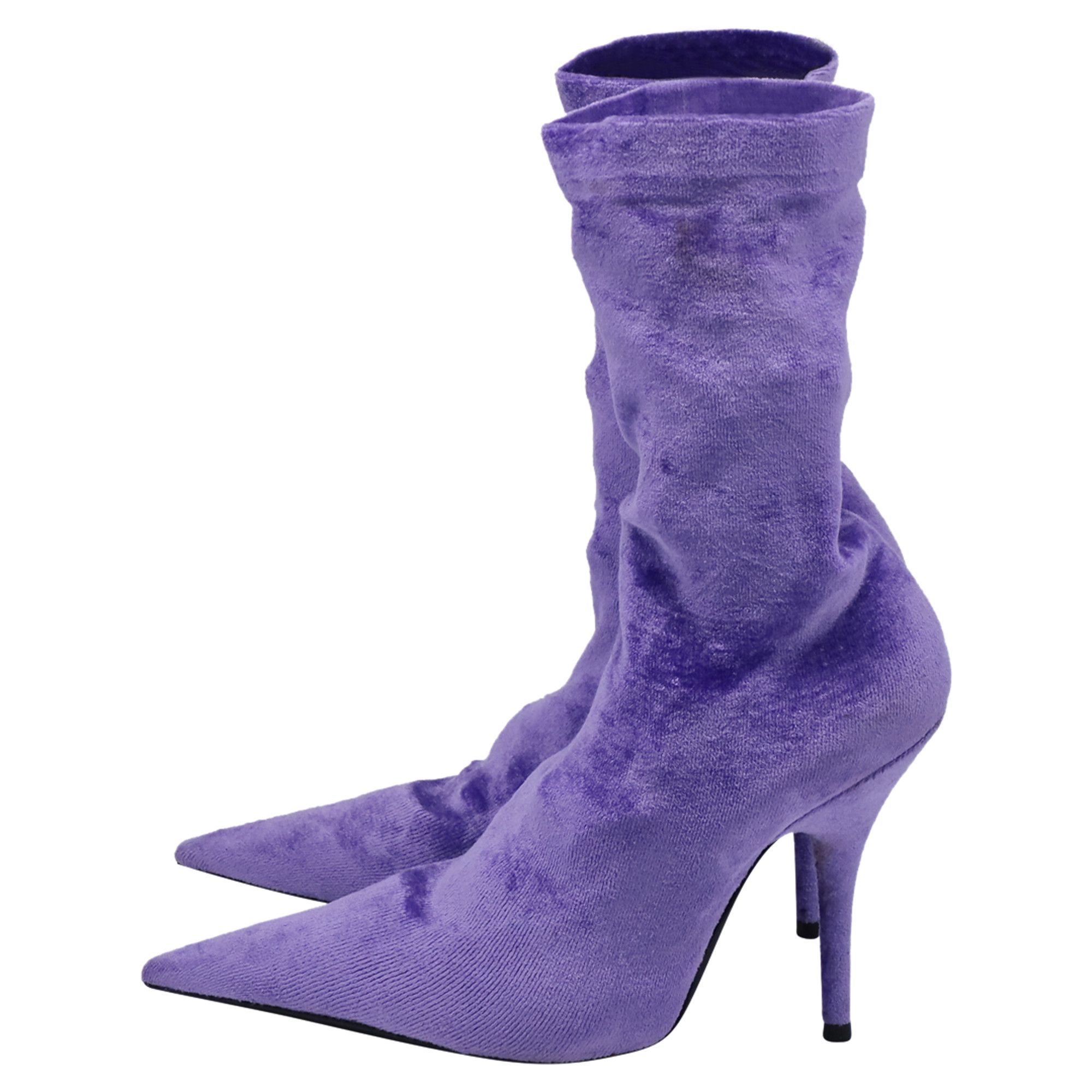 Balenciaga Balenciaga Knife Sock Mid-Calf Boots in Purple Velvet Size US 6 / IT 36 - 4 Thumbnail