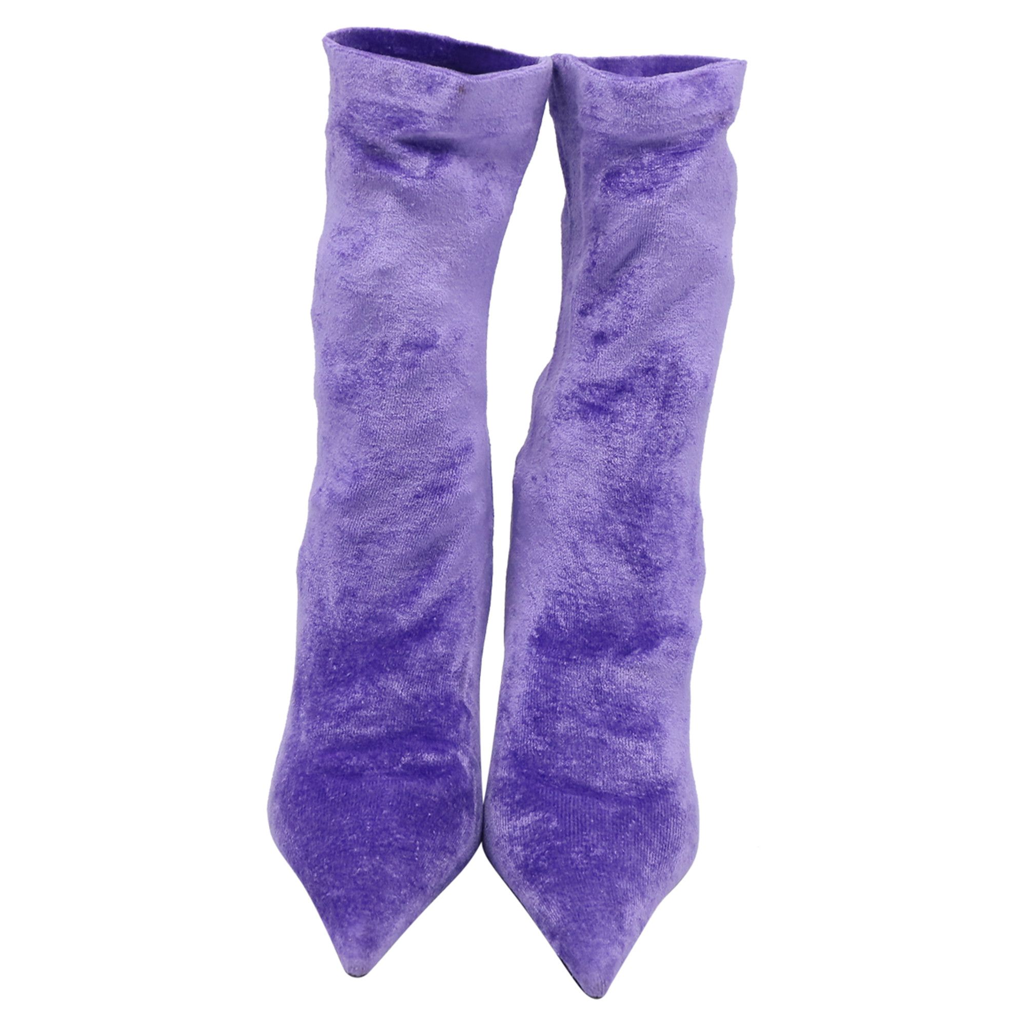 Balenciaga Balenciaga Knife Sock Mid-Calf Boots in Purple Velvet Size US 6 / IT 36 - 2 Thumbnail