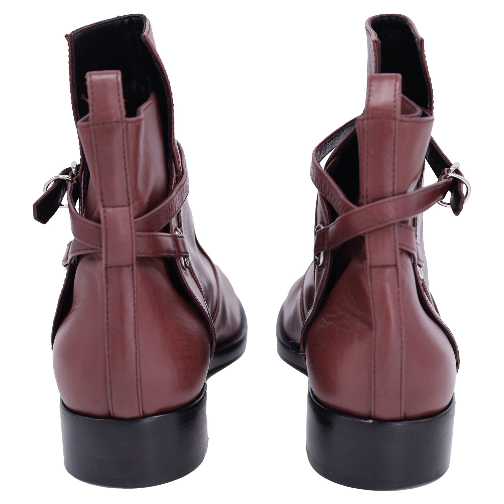 Balenciaga Balenciaga Flat Ankle with Belt Detail Boots in Brown Leathe Size US 8 / IT 38 - 3 Thumbnail