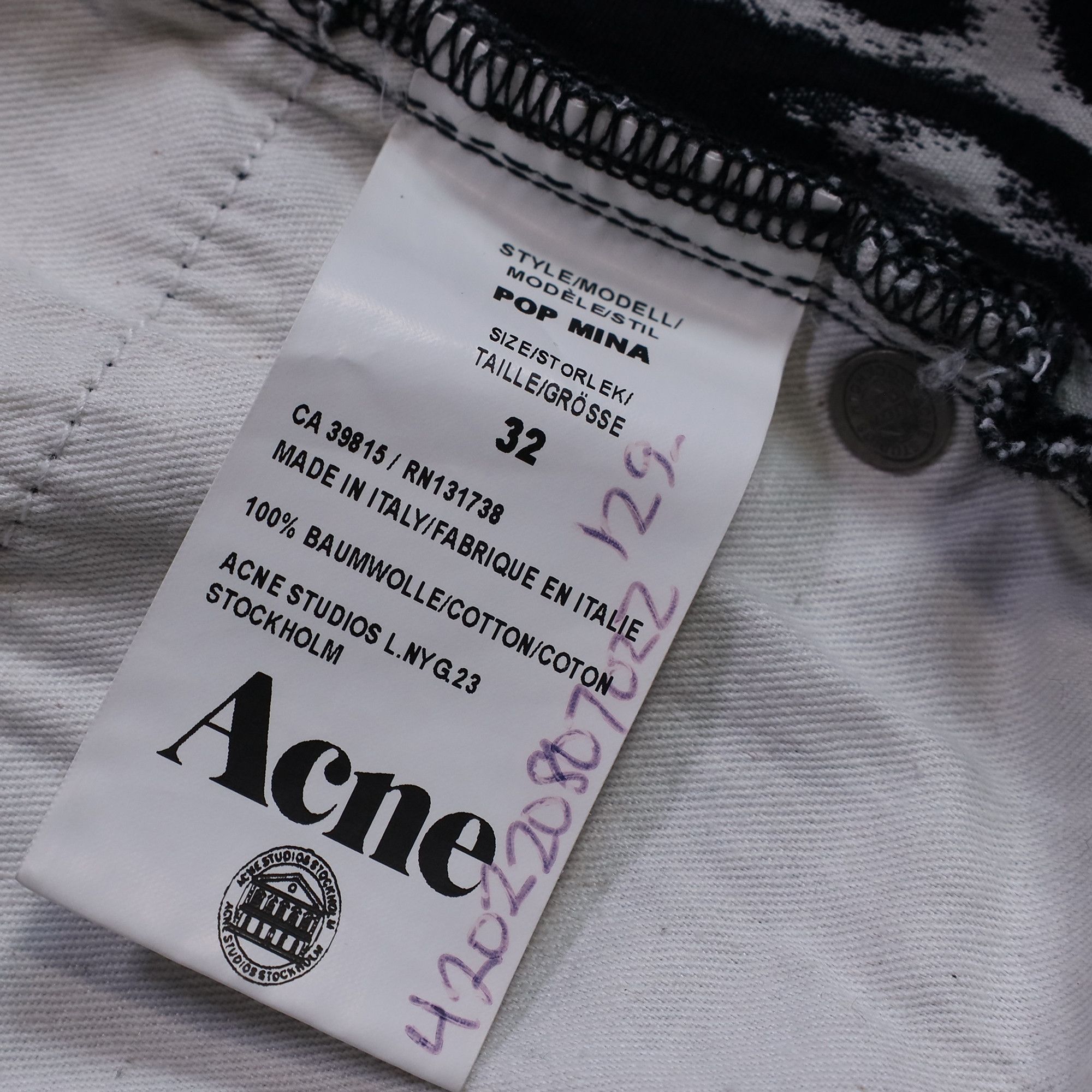 Acne Studios Acne Studios Printed Straight-Leg Jeans in Black and White Size 26" / US 2 / IT 38 - 4 Thumbnail