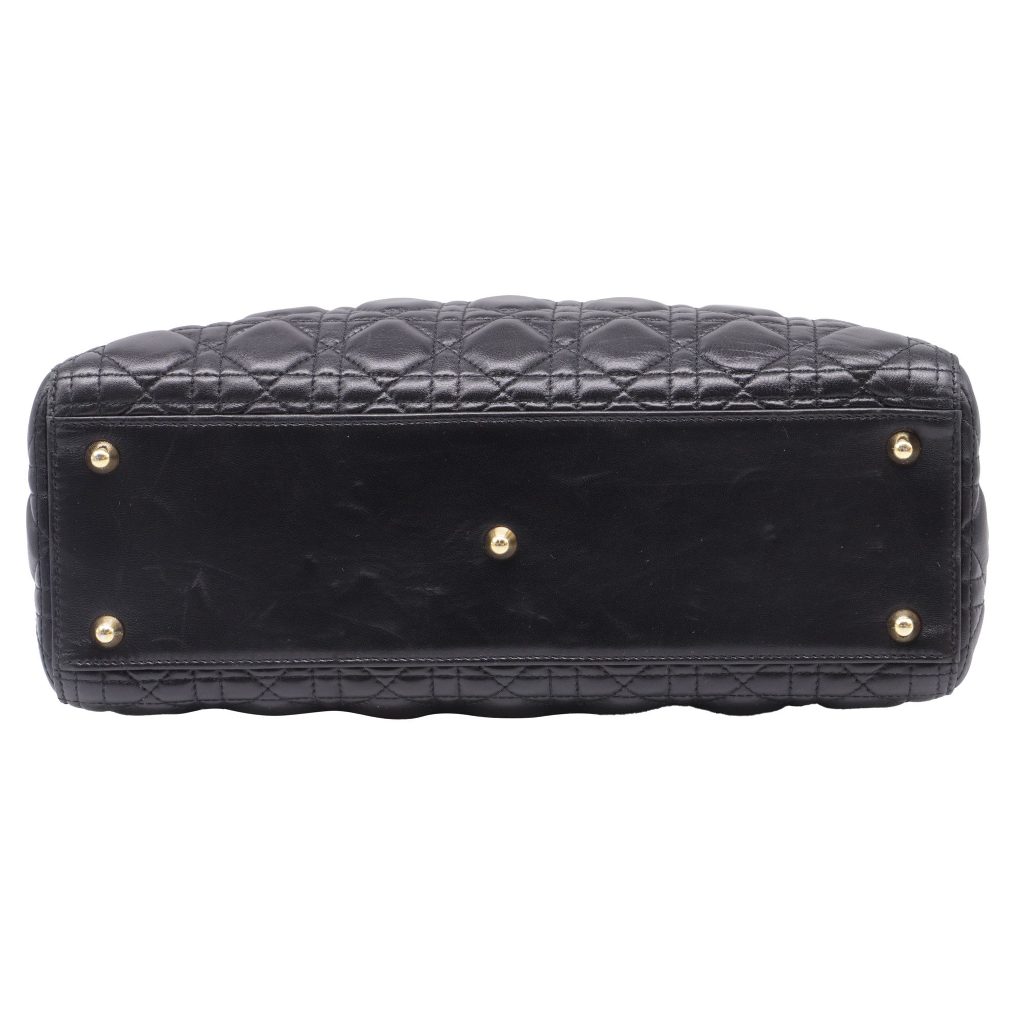 Dior Dior Large Lady Dior Top Handle Bag in Black Lambskin leath Size ONE SIZE - 4 Thumbnail