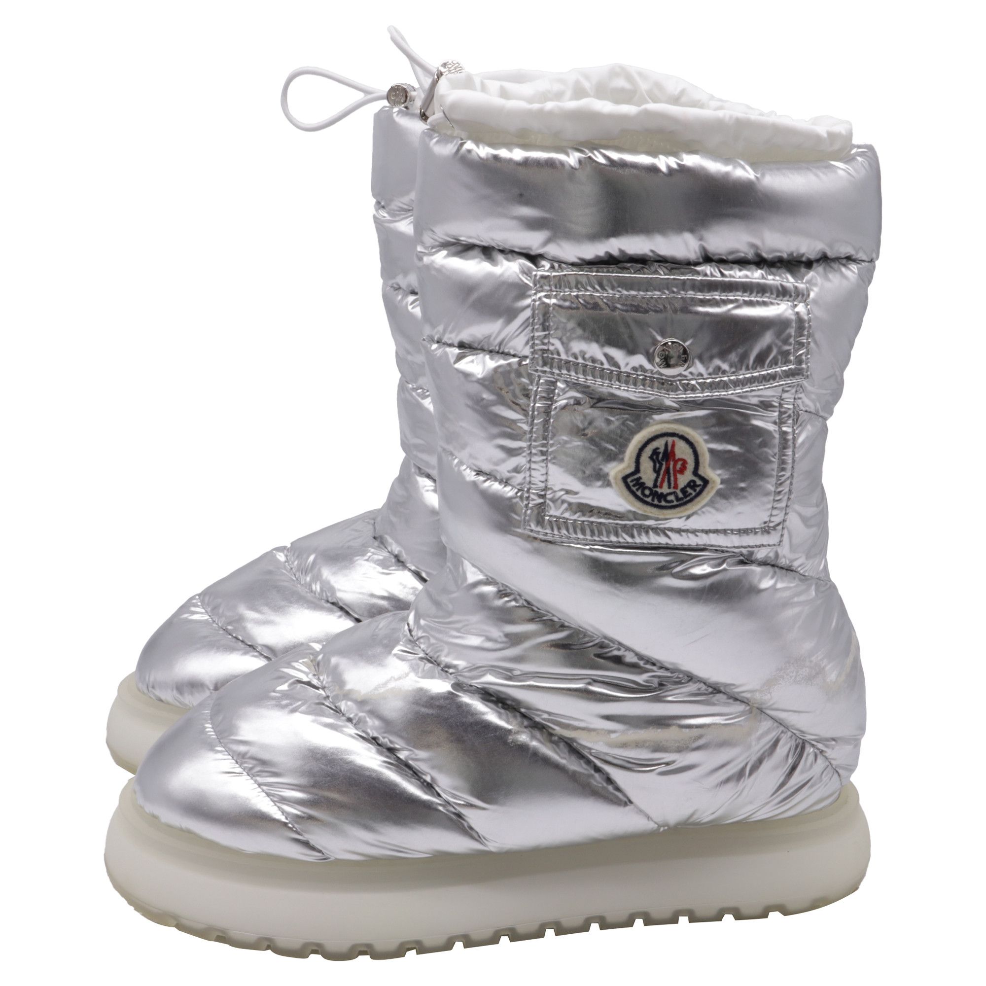 Moncler Moncler Gaia Padded Snow Mid-Calf Boots in Metallic Silver Size US 10 / IT 40 - 4 Thumbnail