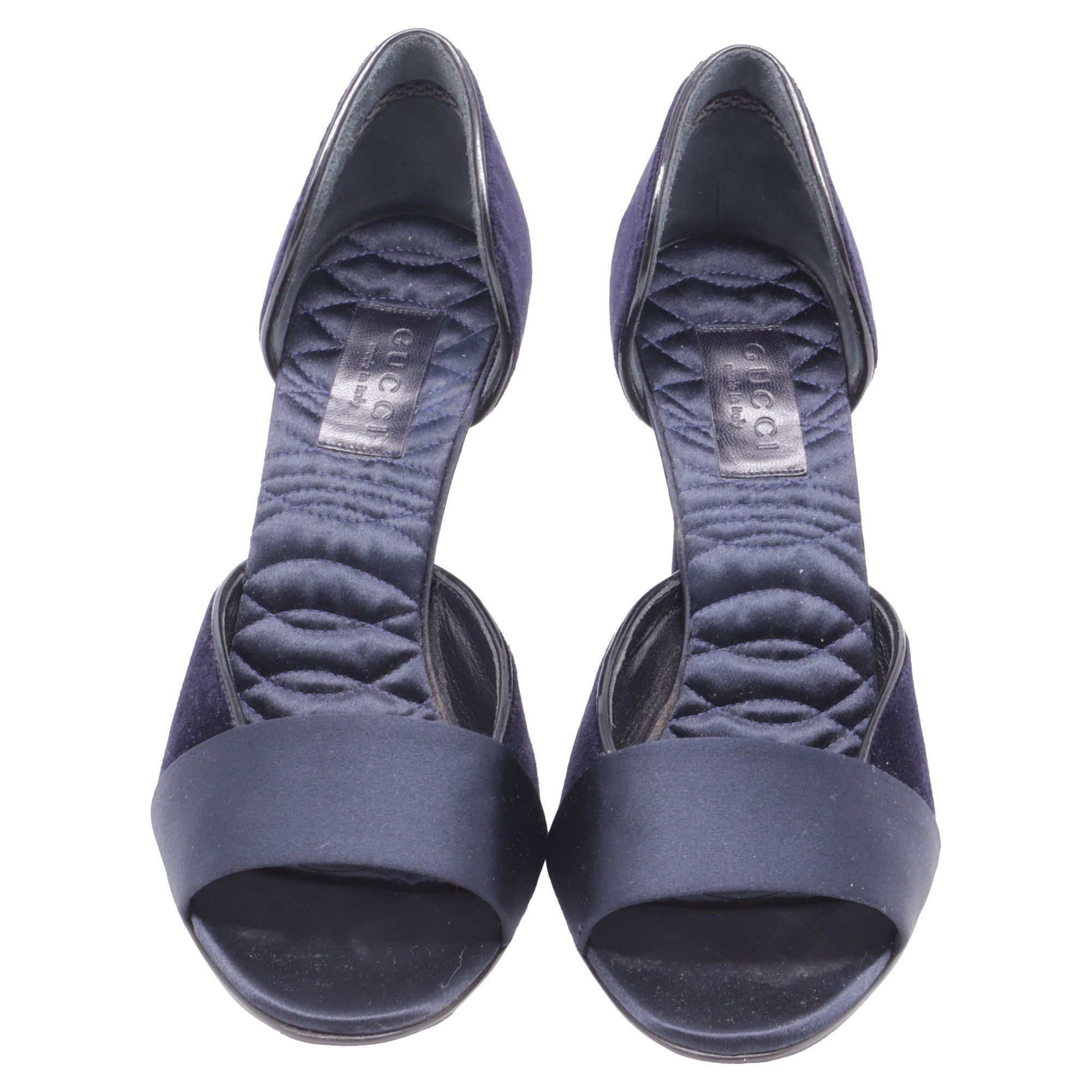 Gucci Gucci Open-Toe D'Orsay Pumps in Navy Blue Velvet Size US 8 / IT 38 - 2 Thumbnail