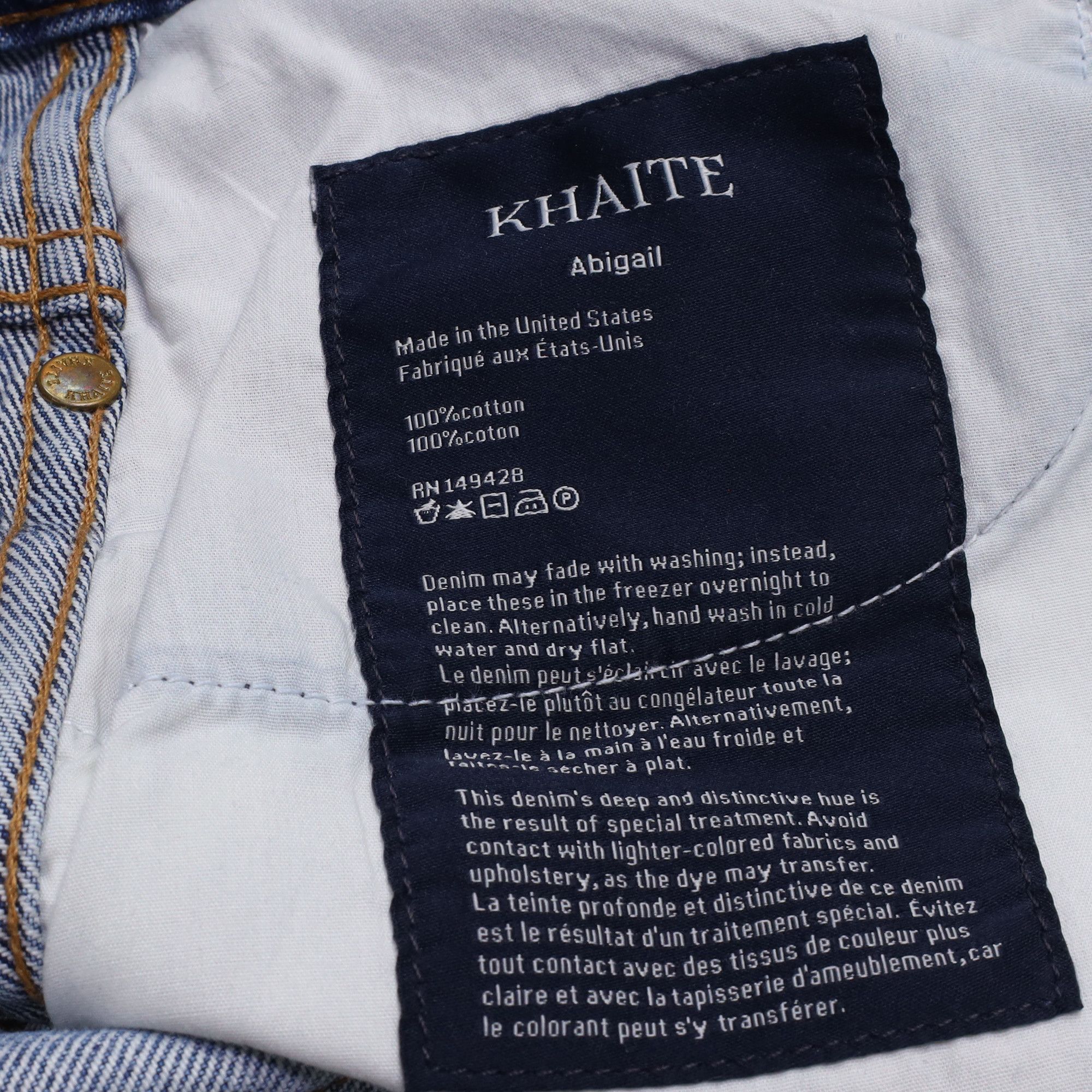 KHAITE Khaite Ripped High-Rise Straight-Leg Jeans in Blue Cotton De Size 24" / US 00 / IT 34 - 5 Thumbnail