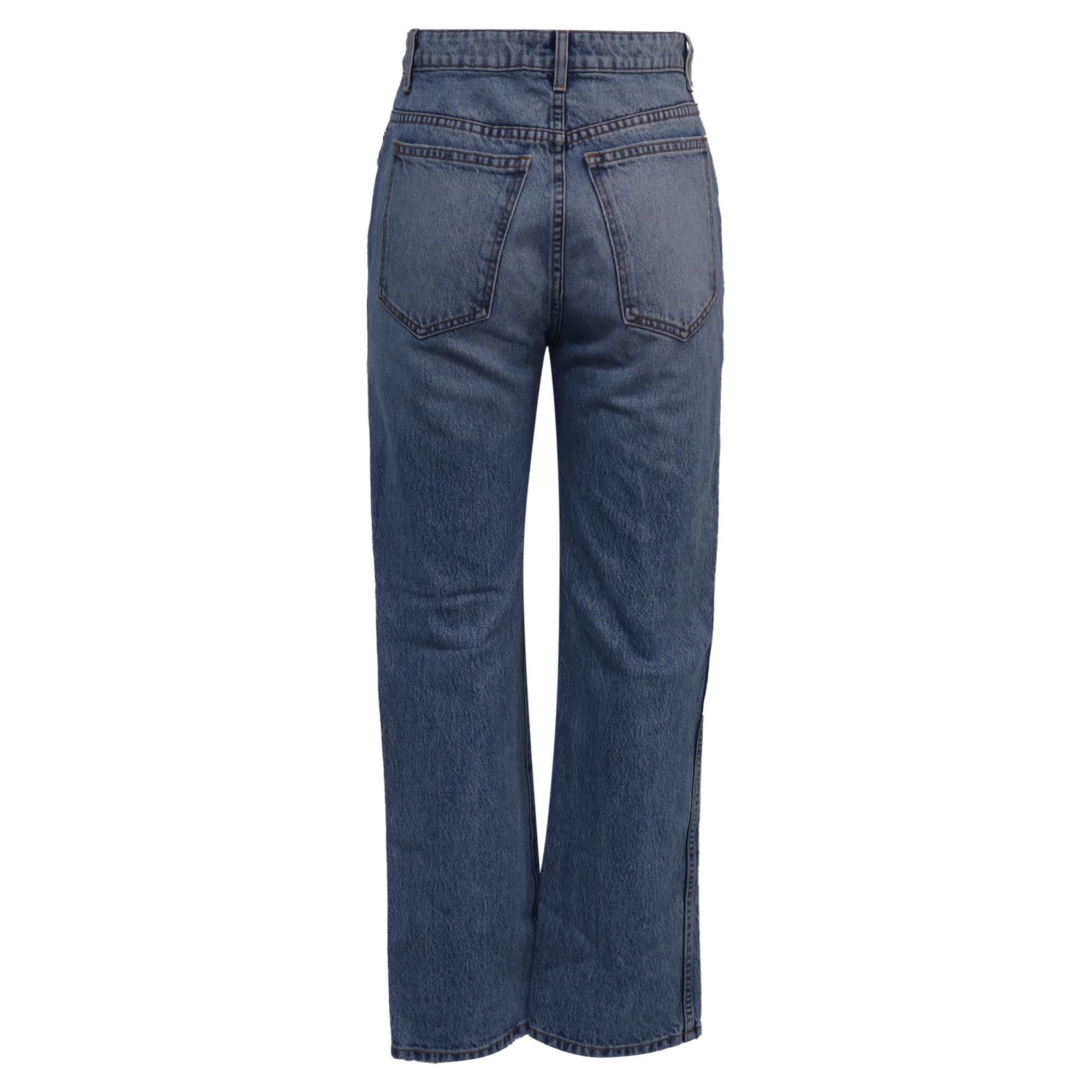 KHAITE Khaite Ripped High-Rise Straight-Leg Jeans in Blue Cotton De Size 24" / US 00 / IT 34 - 3 Thumbnail
