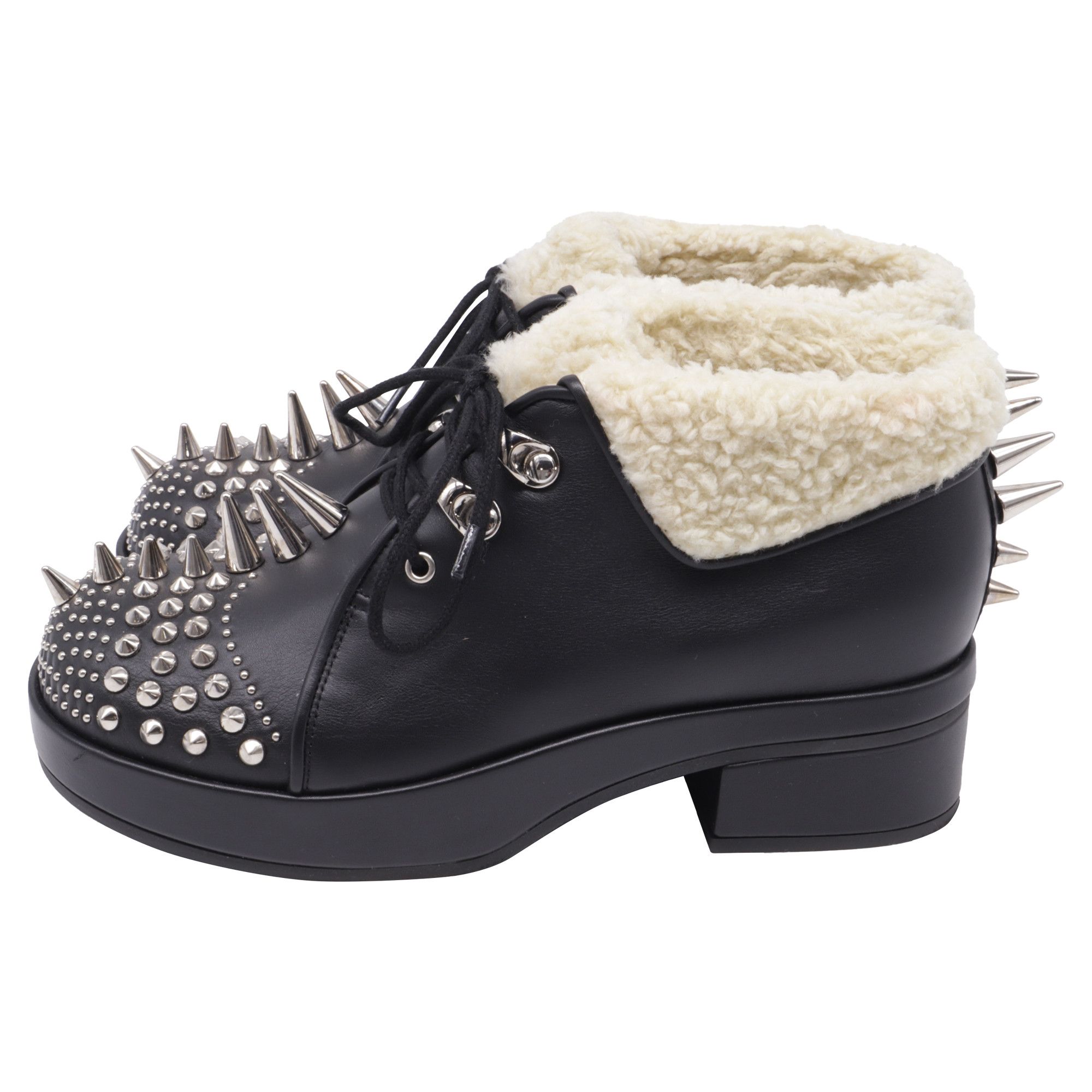 Gucci Gucci Harlem Spike Shear-Lined Ankle Boots in Black Leather Size US 5 / IT 35 - 4 Thumbnail