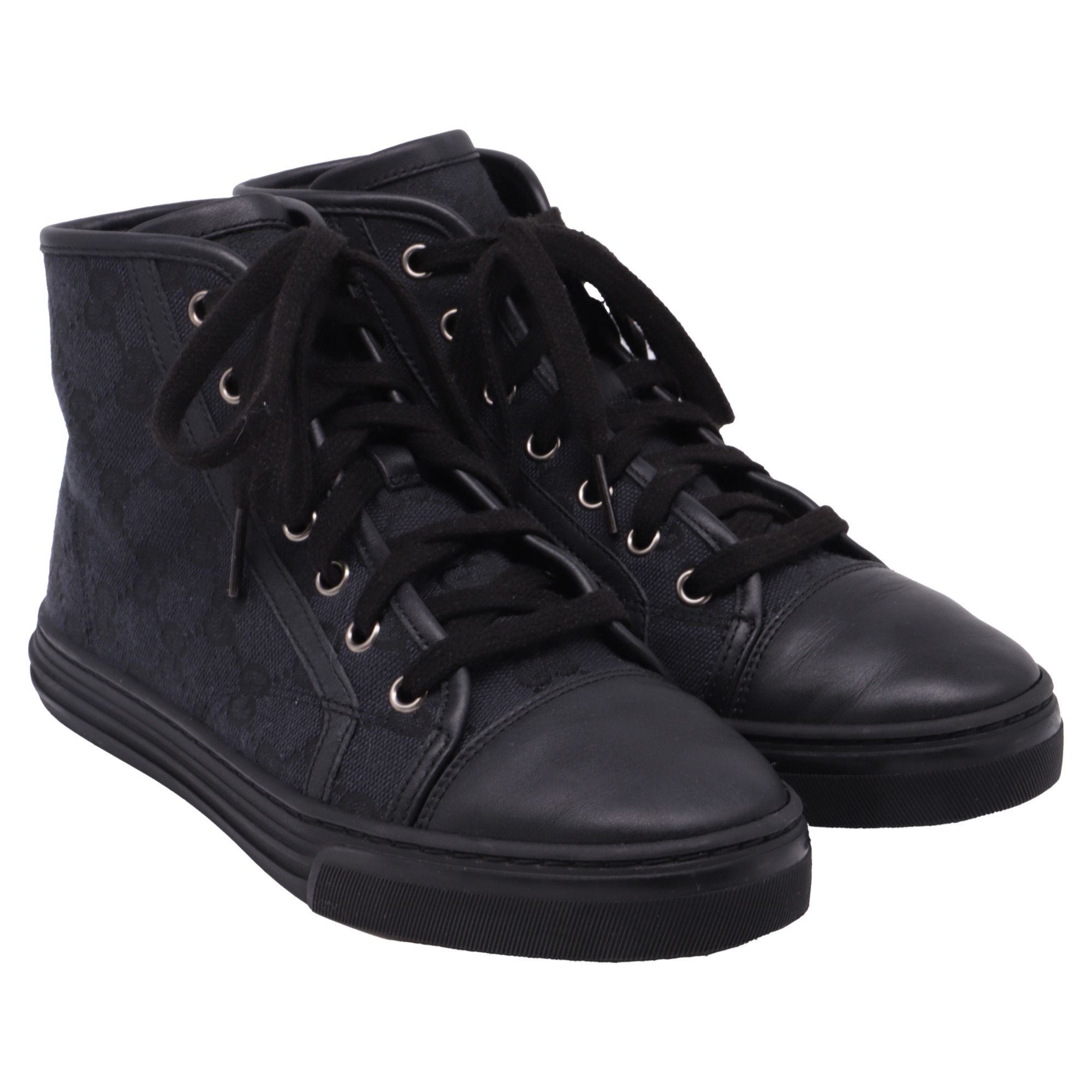 Gucci Gucci GG Monogram High-Top Sneakers in Black Canvas Size US 6 / IT 36 - 3 Thumbnail