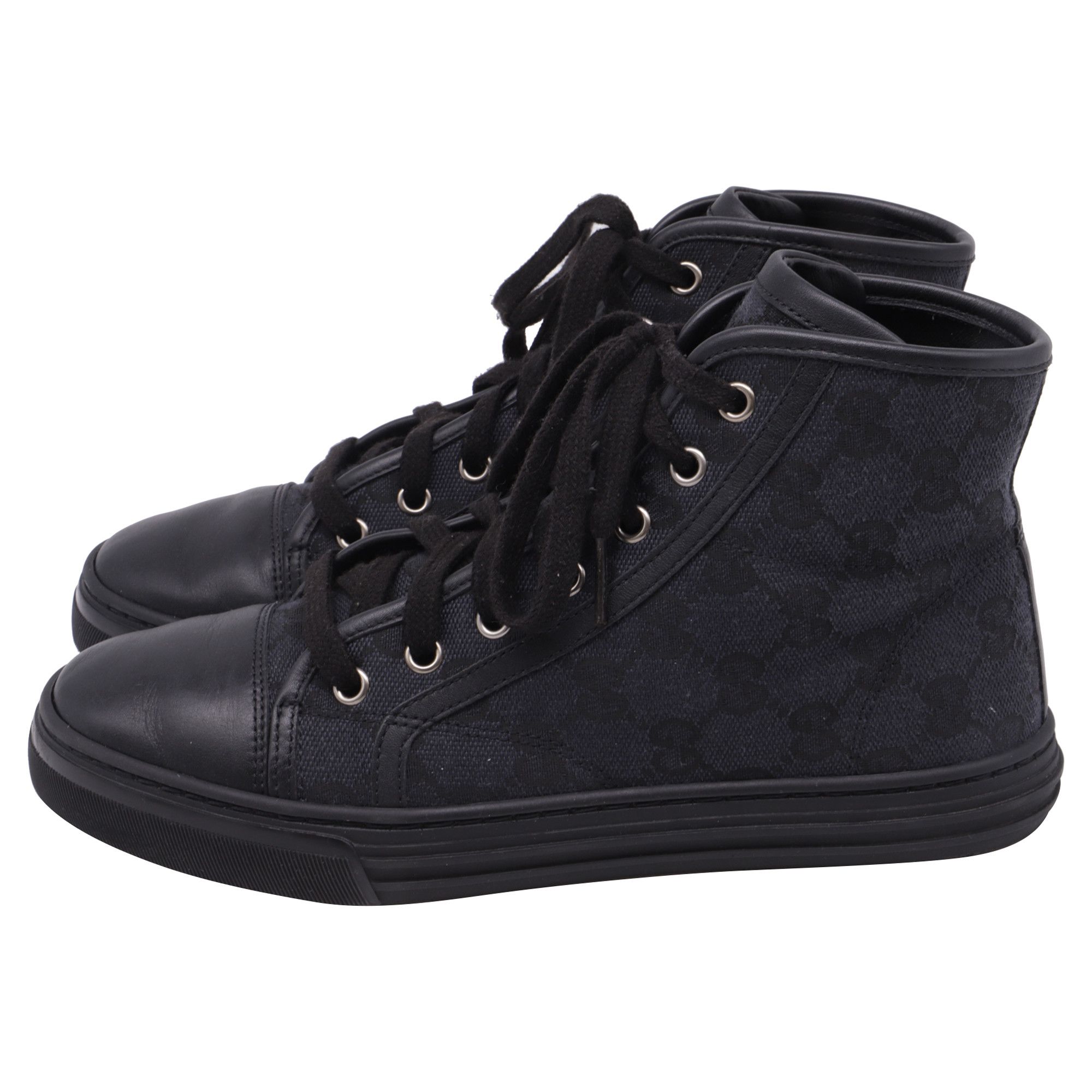 Gucci Gucci GG Monogram High-Top Sneakers in Black Canvas Size US 6 / IT 36 - 4 Thumbnail