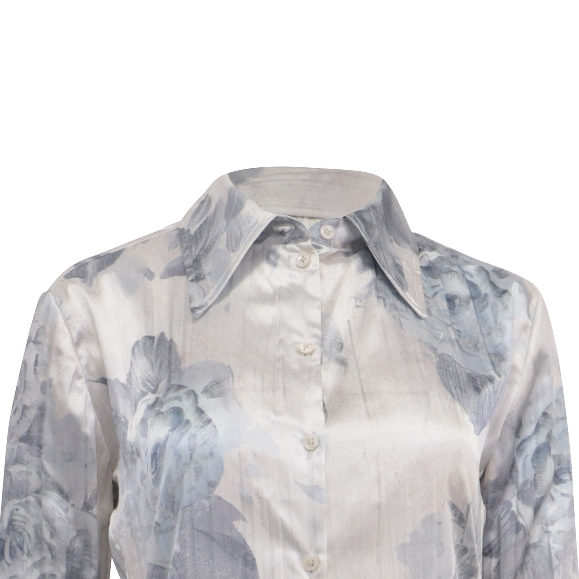 Acne Studios Acne Studios Floral-Print Midi Shirt Dress in White Polyeste Size XXS / US 00 / IT 34 - 2 Thumbnail