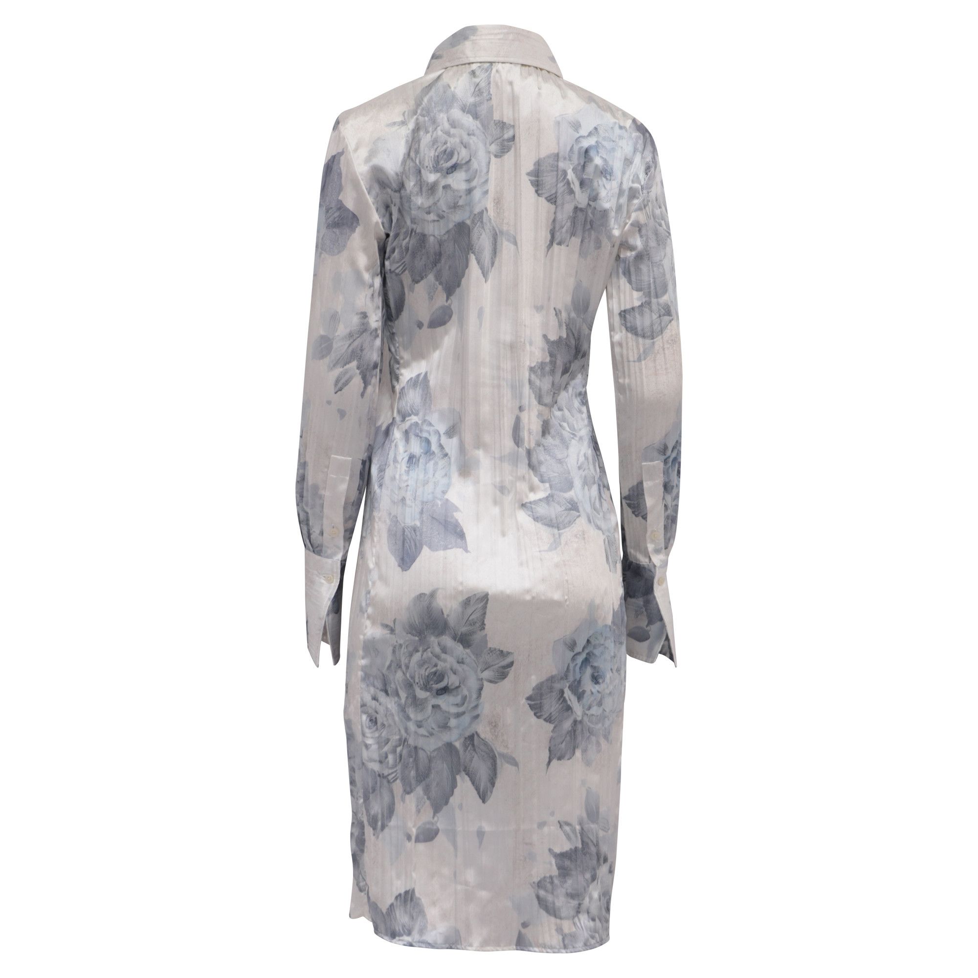 Acne Studios Acne Studios Floral-Print Midi Shirt Dress in White Polyeste Size XXS / US 00 / IT 34 - 4 Thumbnail